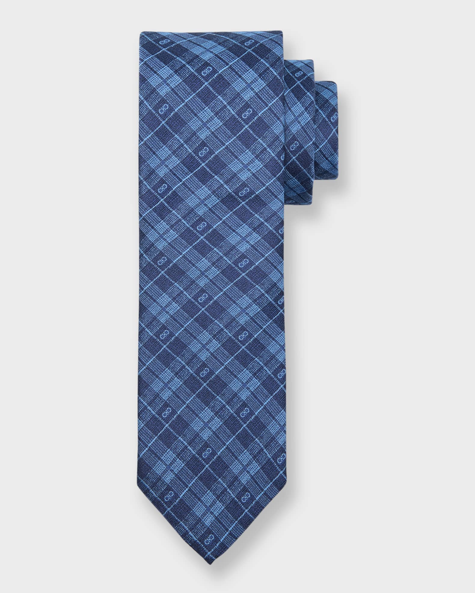 Men's Silk Gancini Plaid Tie 0