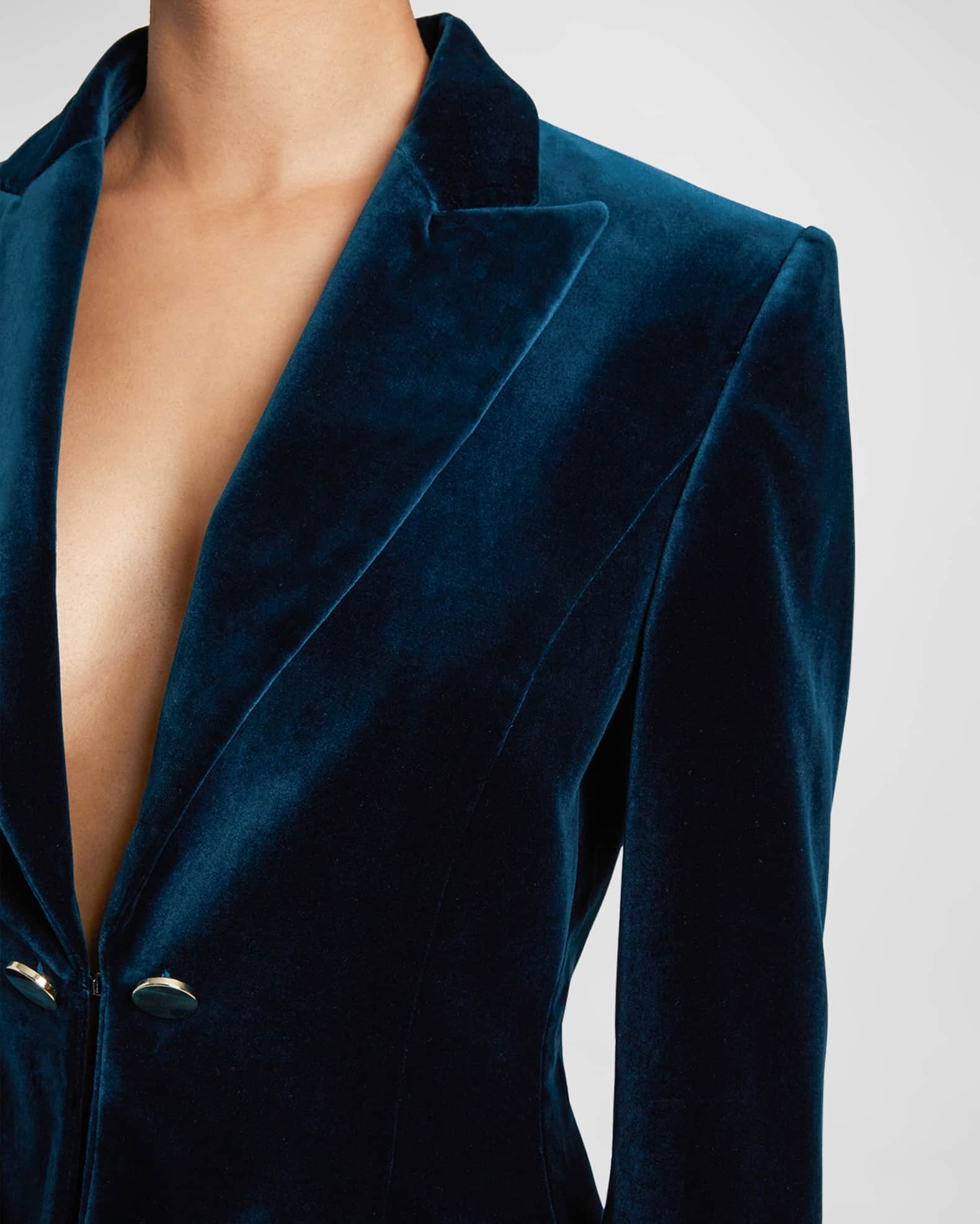 Santorelli Milli PeakLapel Stretch Velvet Jacket Neiman Marcus