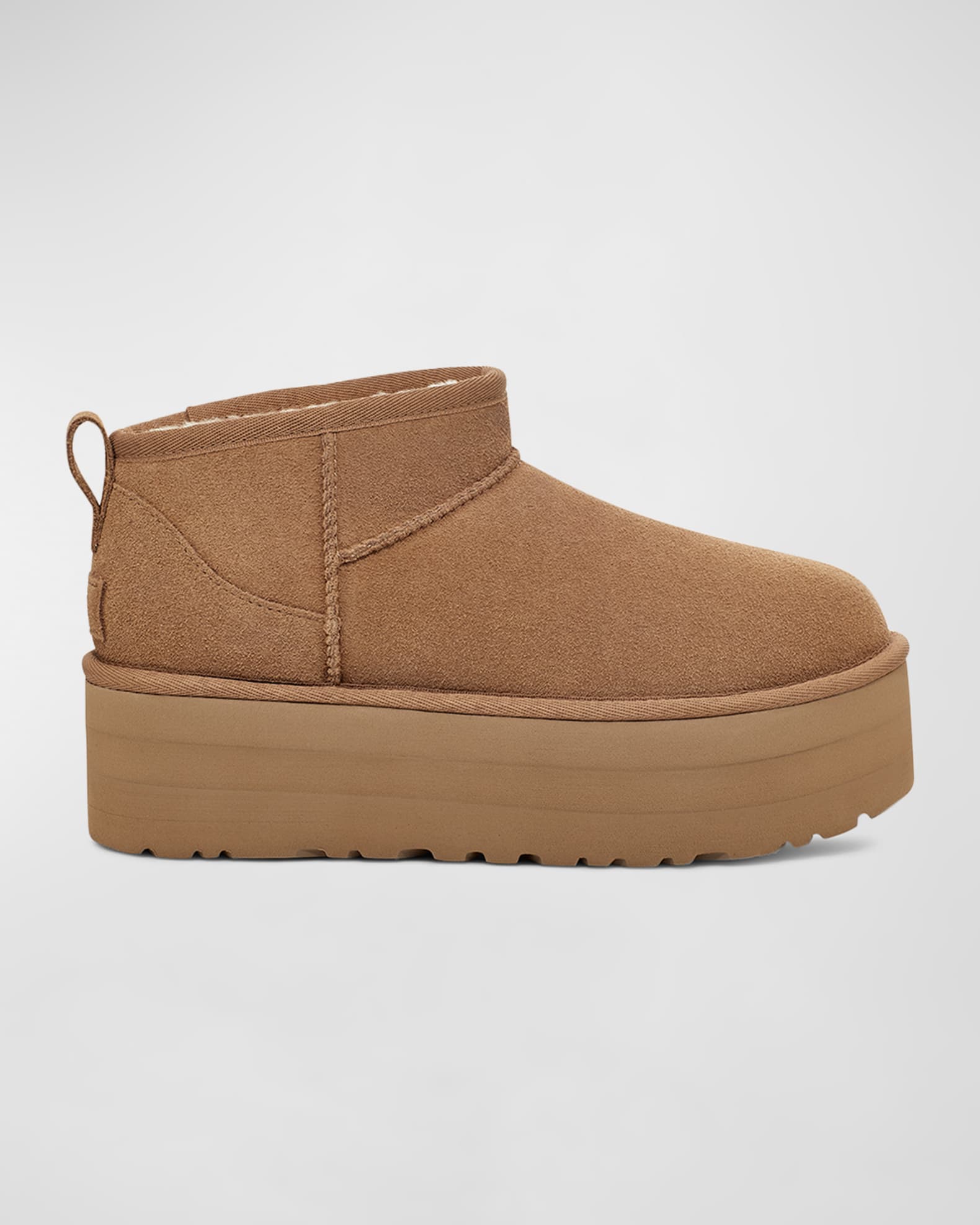 UGG Classic Suede Flatform Booties | Neiman Marcus