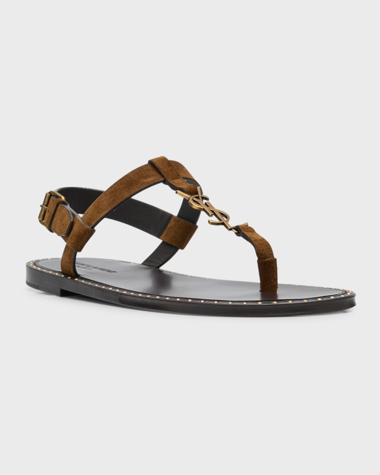 【関税込み】saint laurent Cassandre' sandals Saint Laurent Men's Cassandre Leather Sandals | Neiman Marcus