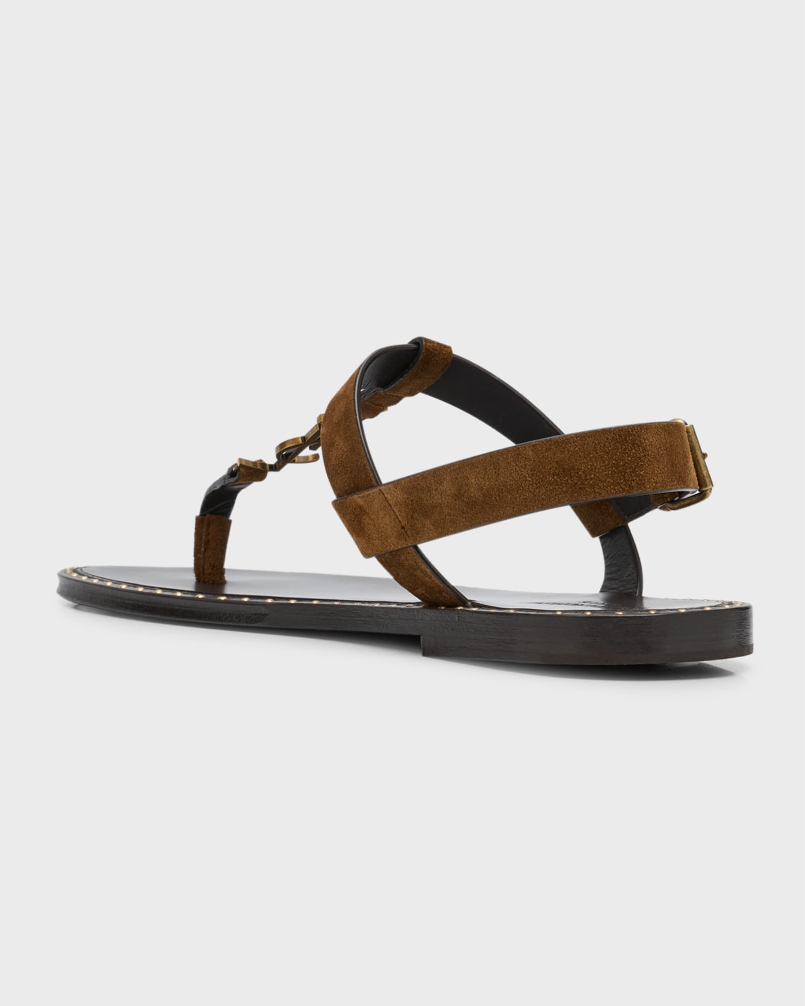 サンダル・ミュール SAINT LAURENT CASSANDRE LEATHER SANDALS SAINT LAURENT Cassandra logo-embellished patent-leather
