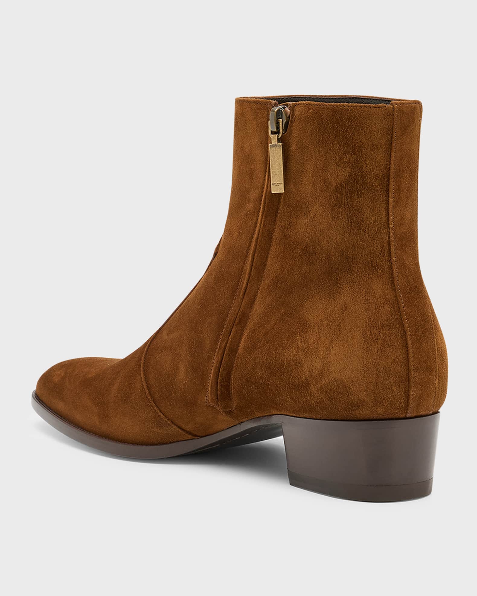 Saint Laurent Men s Wyatt 40 Suede Zip Ankle Boots Neiman Marcus