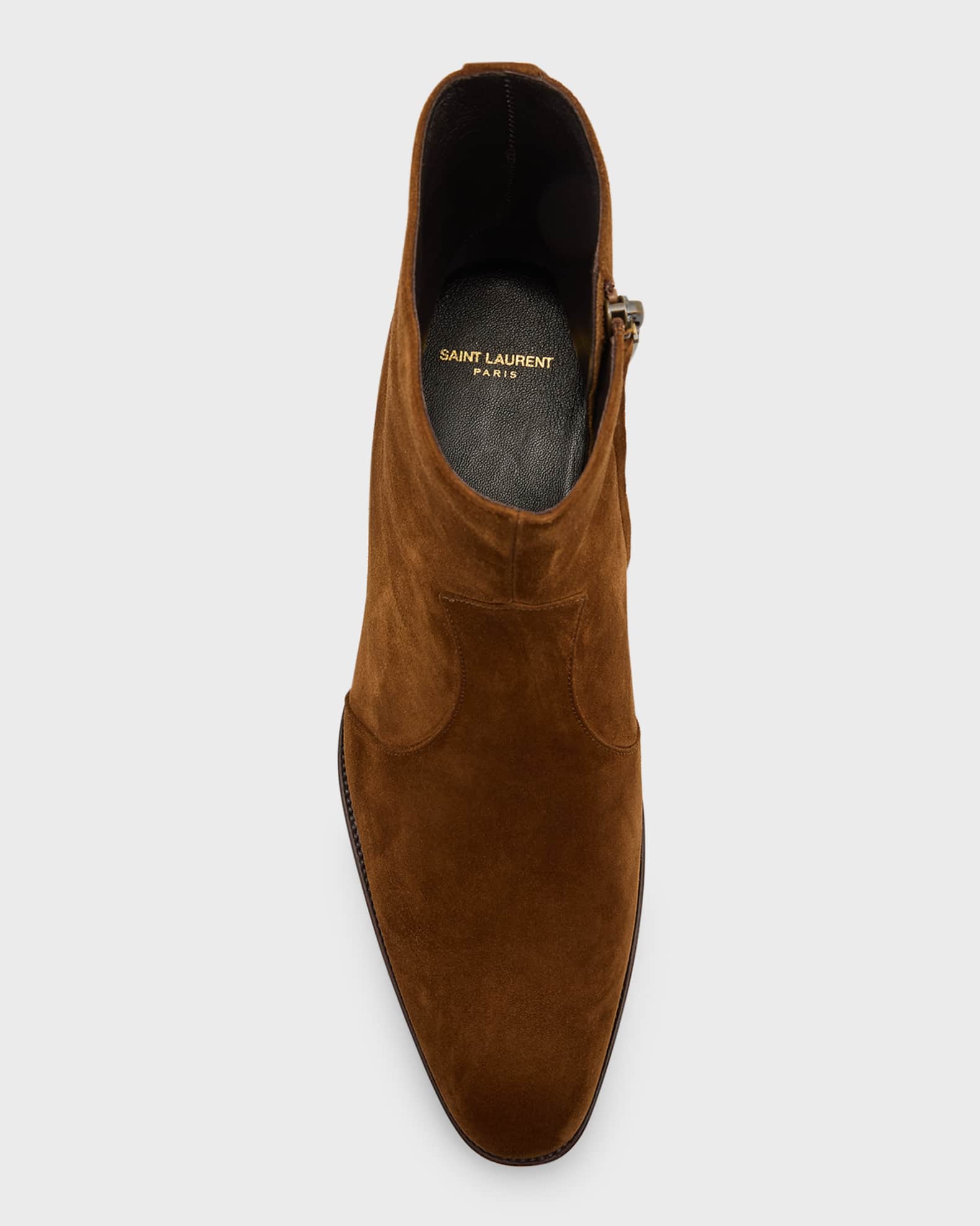 Saint Laurent Men s Wyatt 40 Suede Zip Ankle Boots Neiman Marcus