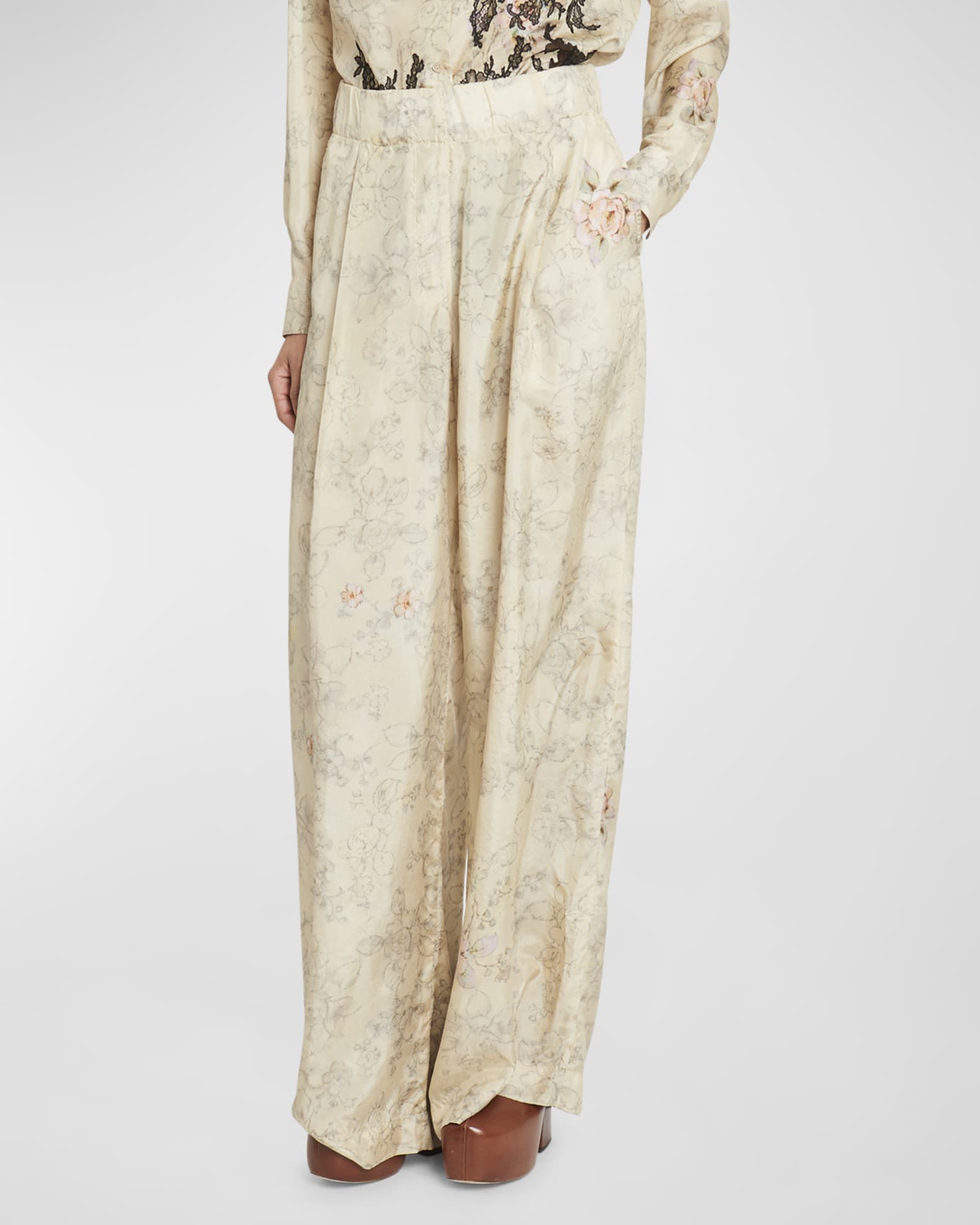 Piera printed silk-blend pants