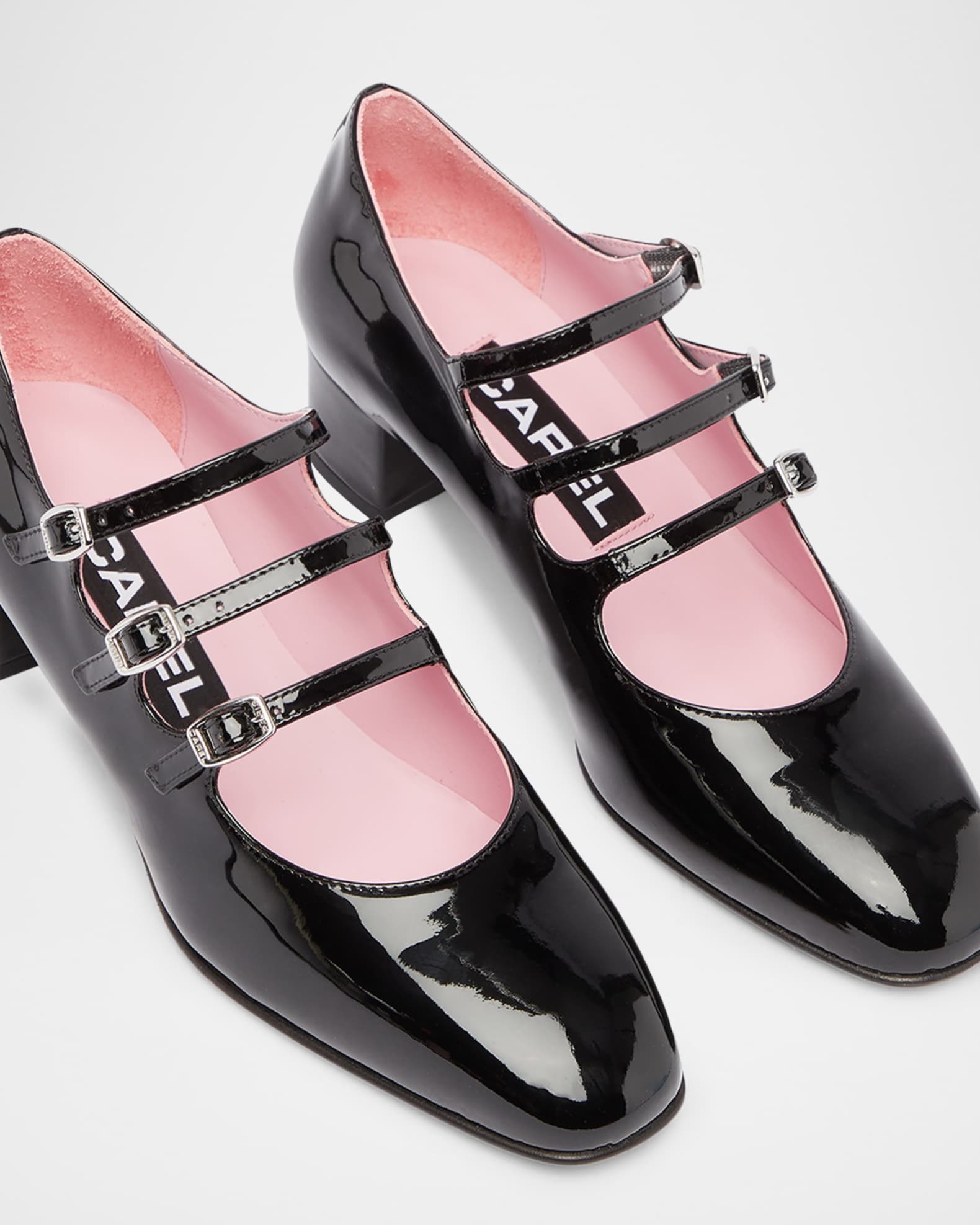 CAREL Kina Patent Mary Jane Trio Pumps Neiman Marcus