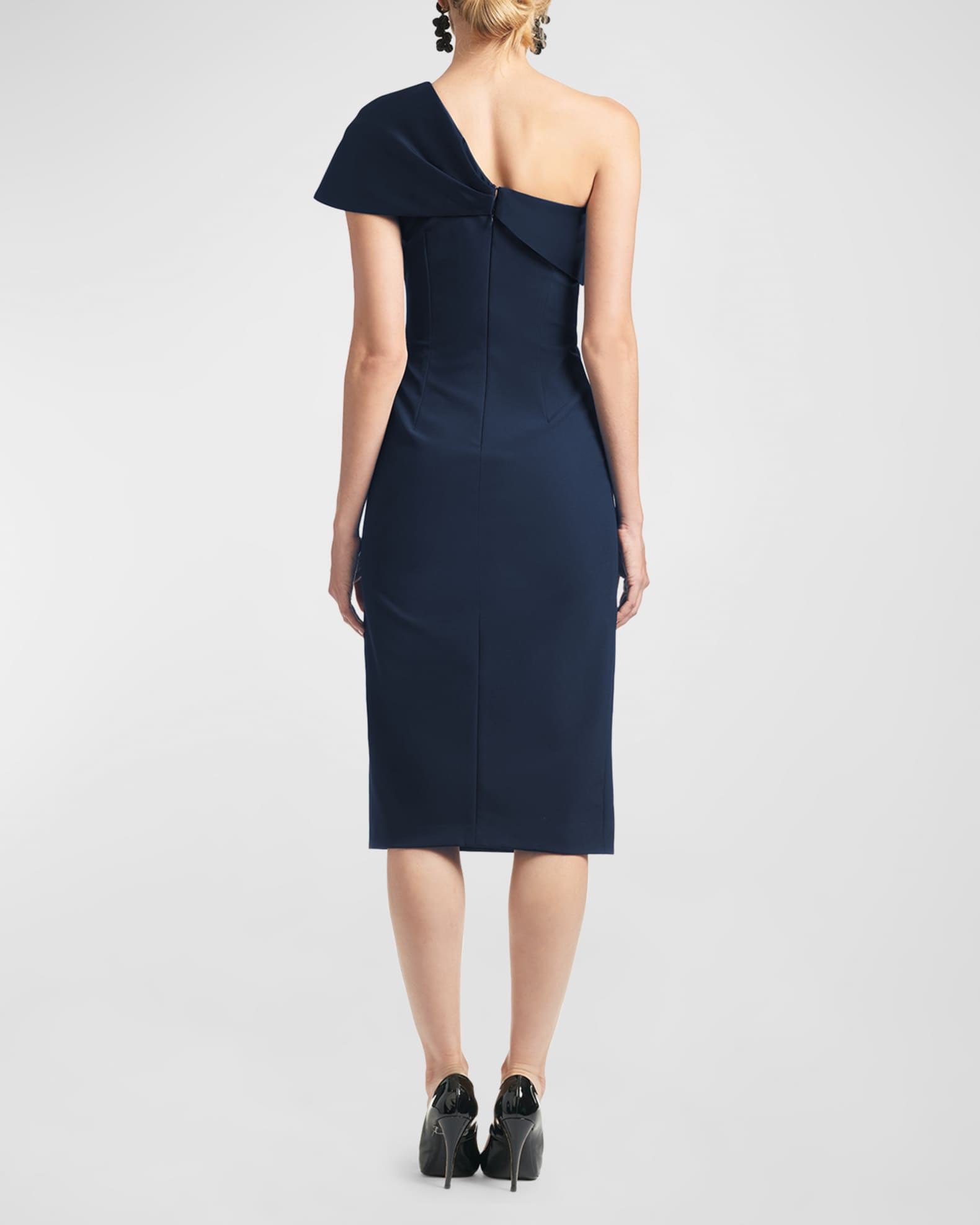 Sachin & Babi Sandra One-Shoulder Front-Twist Midi Dress | Neiman Marcus