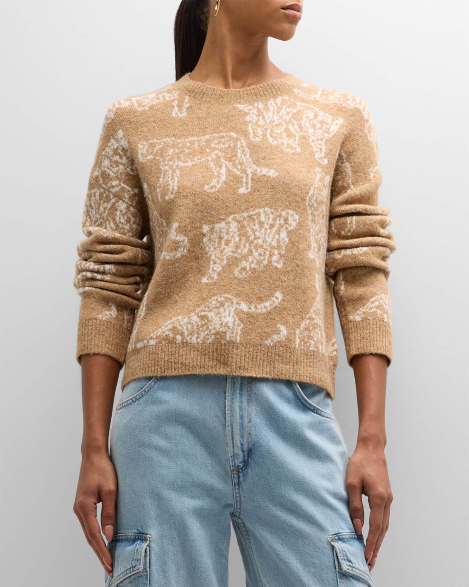 Louis Vuitton White Wool Blend Chain Print Cropped Sweater Size XS