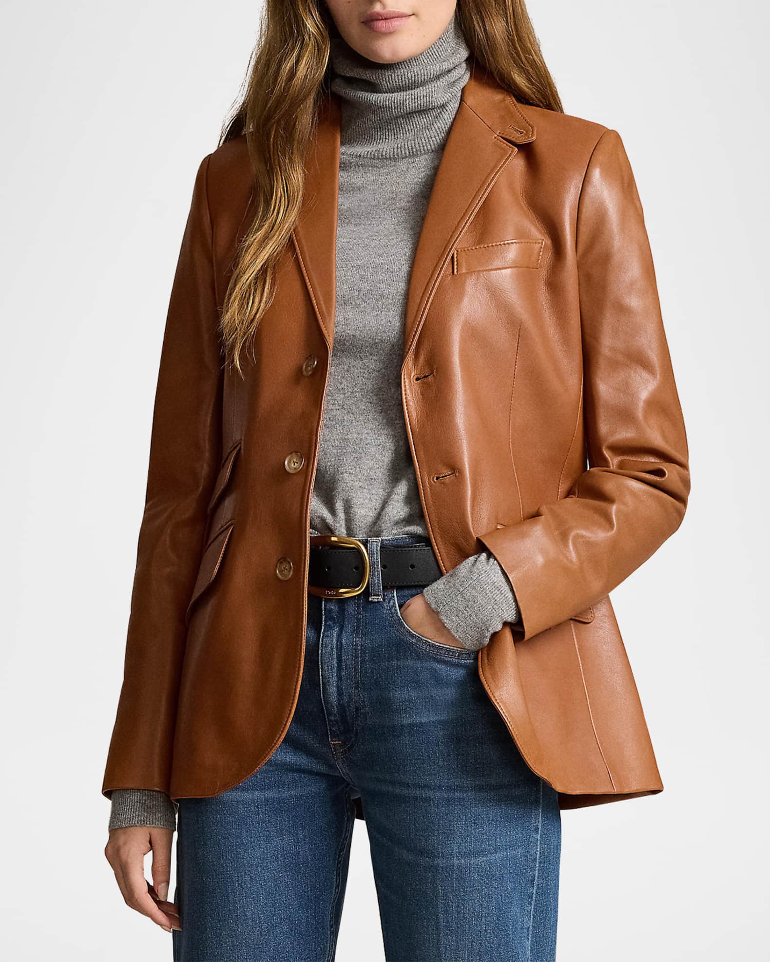 Polo Ralph Lauren Lambskin Hacking Blazer | Neiman Marcus