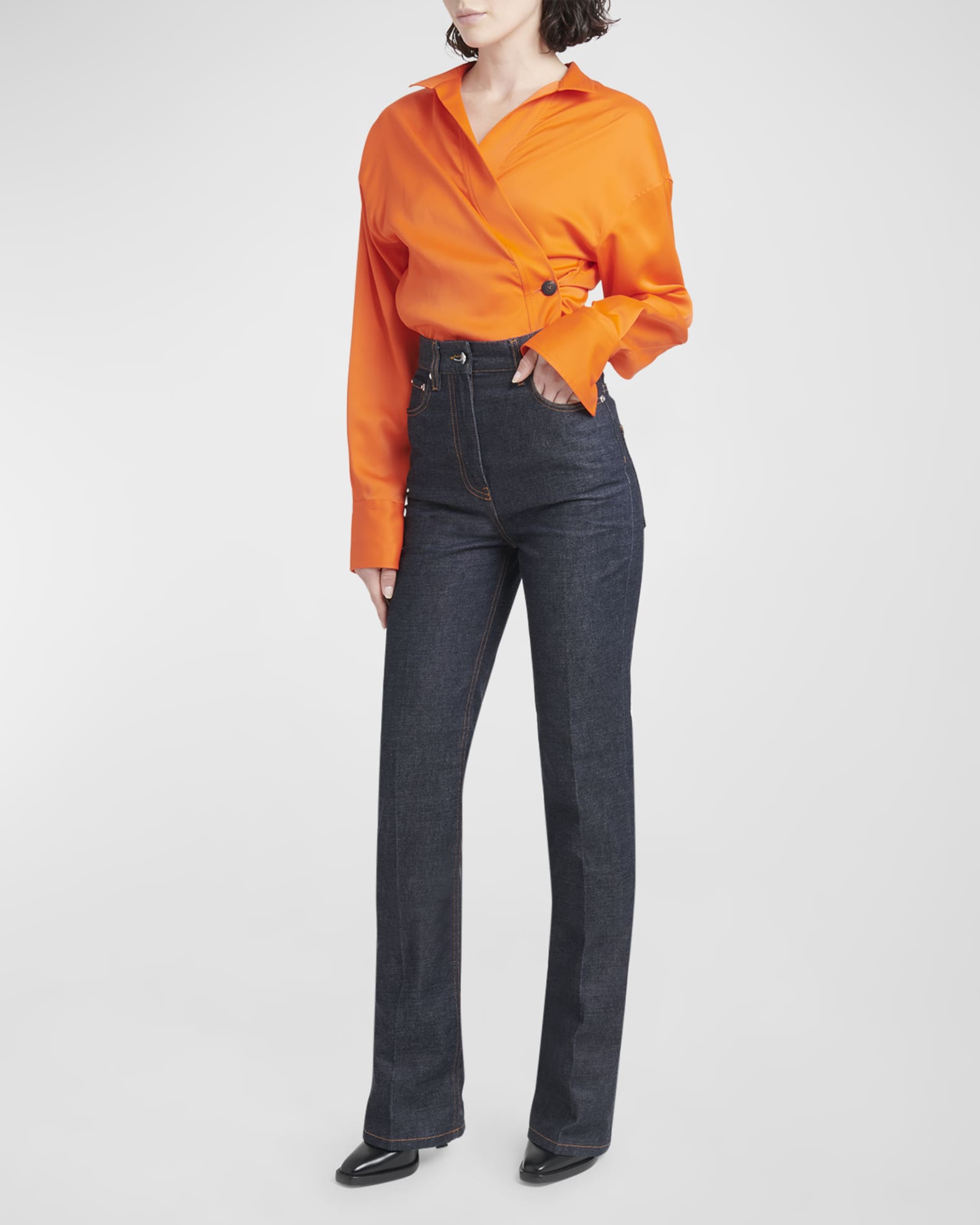 Ferragamo High-Rise 5-Pocket Bootcut-Leg Denim Pants