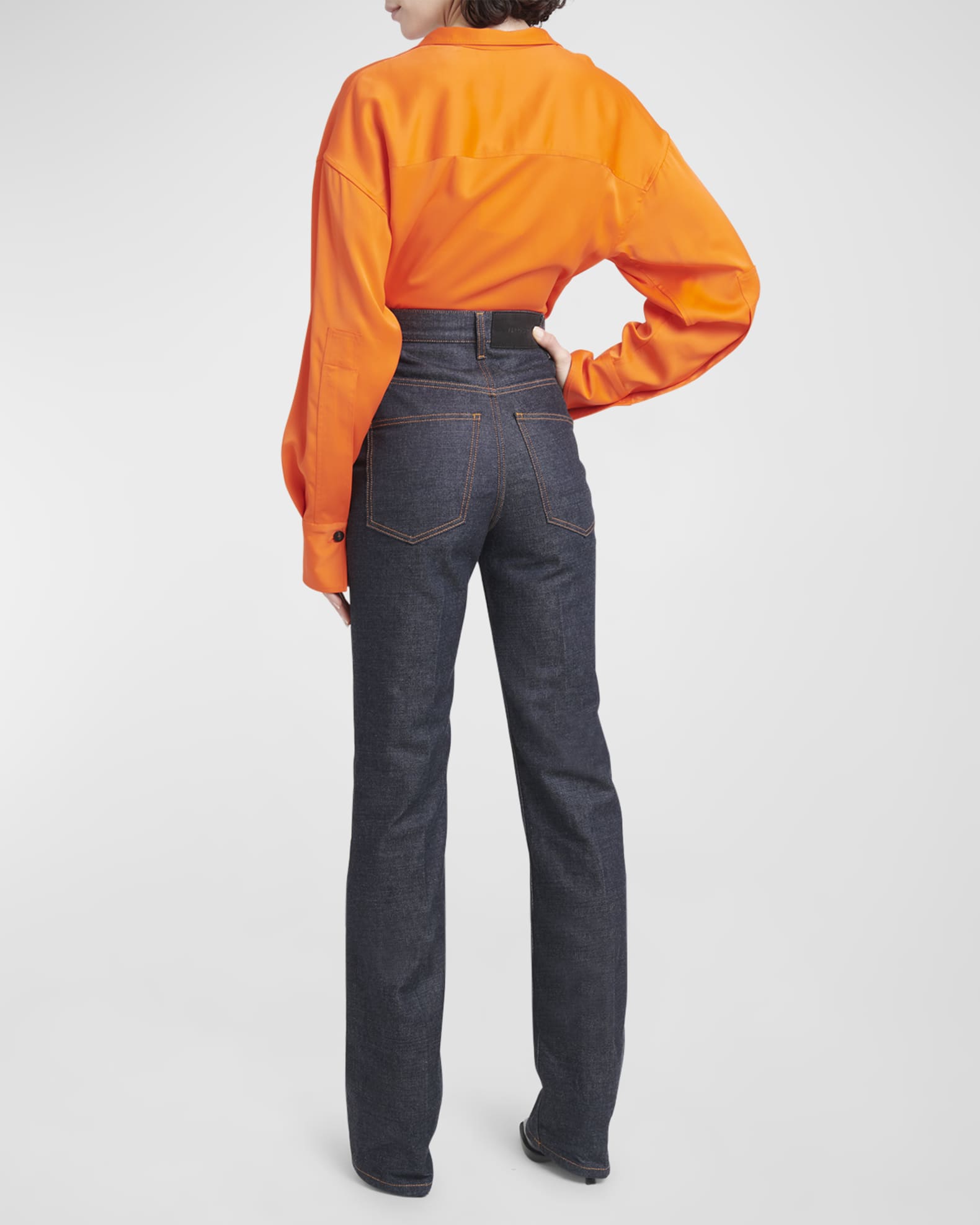 Ferragamo High-Rise 5-Pocket Bootcut-Leg Denim Pants