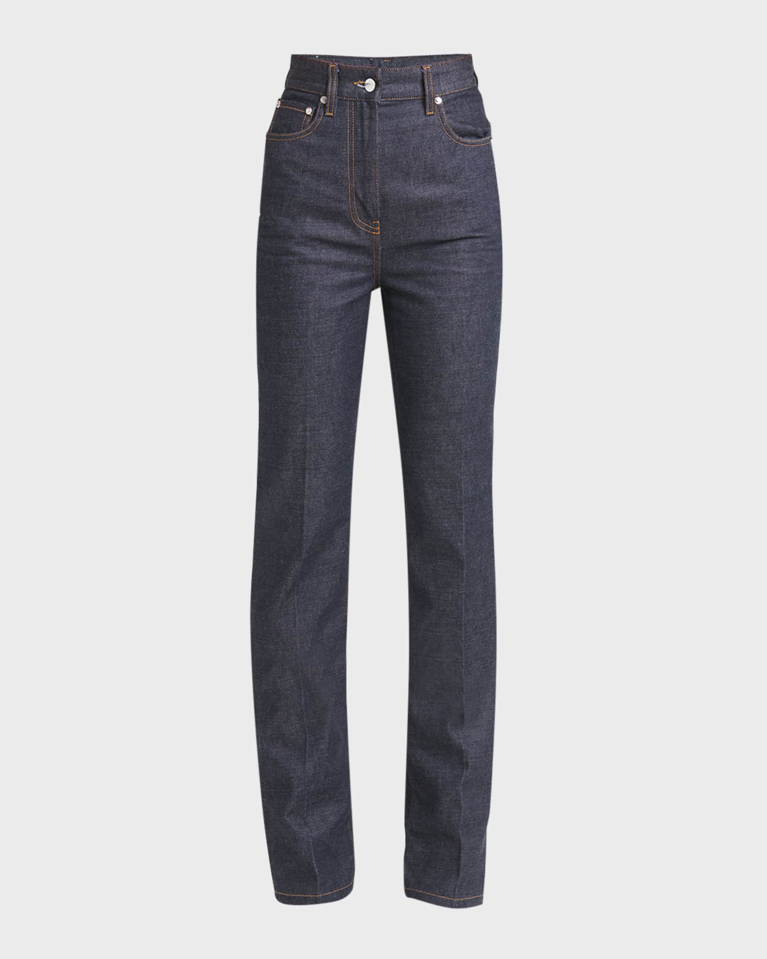 High-Rise 5-Pocket Bootcut-Leg Denim Pants 0