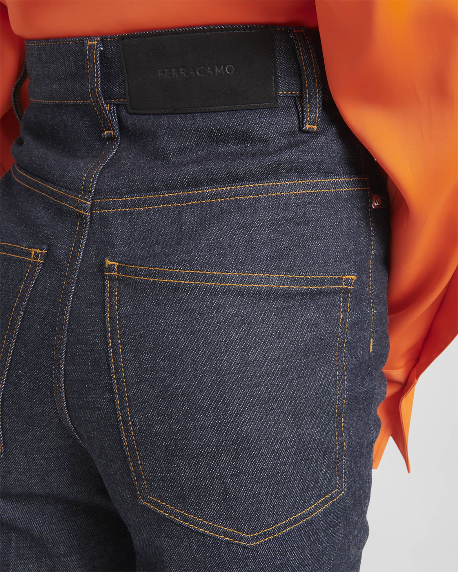 Ferragamo High-Rise 5-Pocket Bootcut-Leg Denim Pants