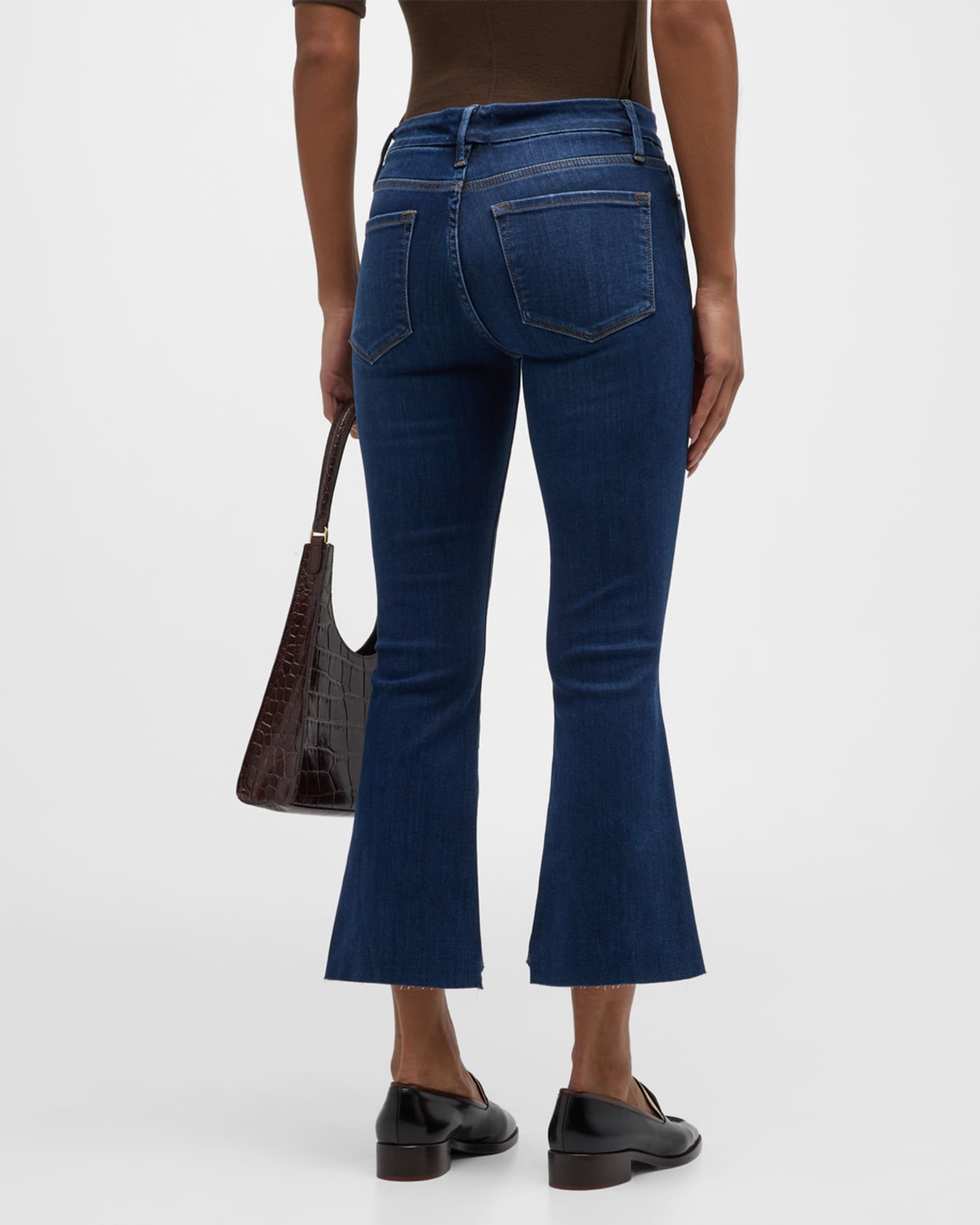 FRAME Le Crop Mini Boot Raw Stagger Jeans | Neiman Marcus