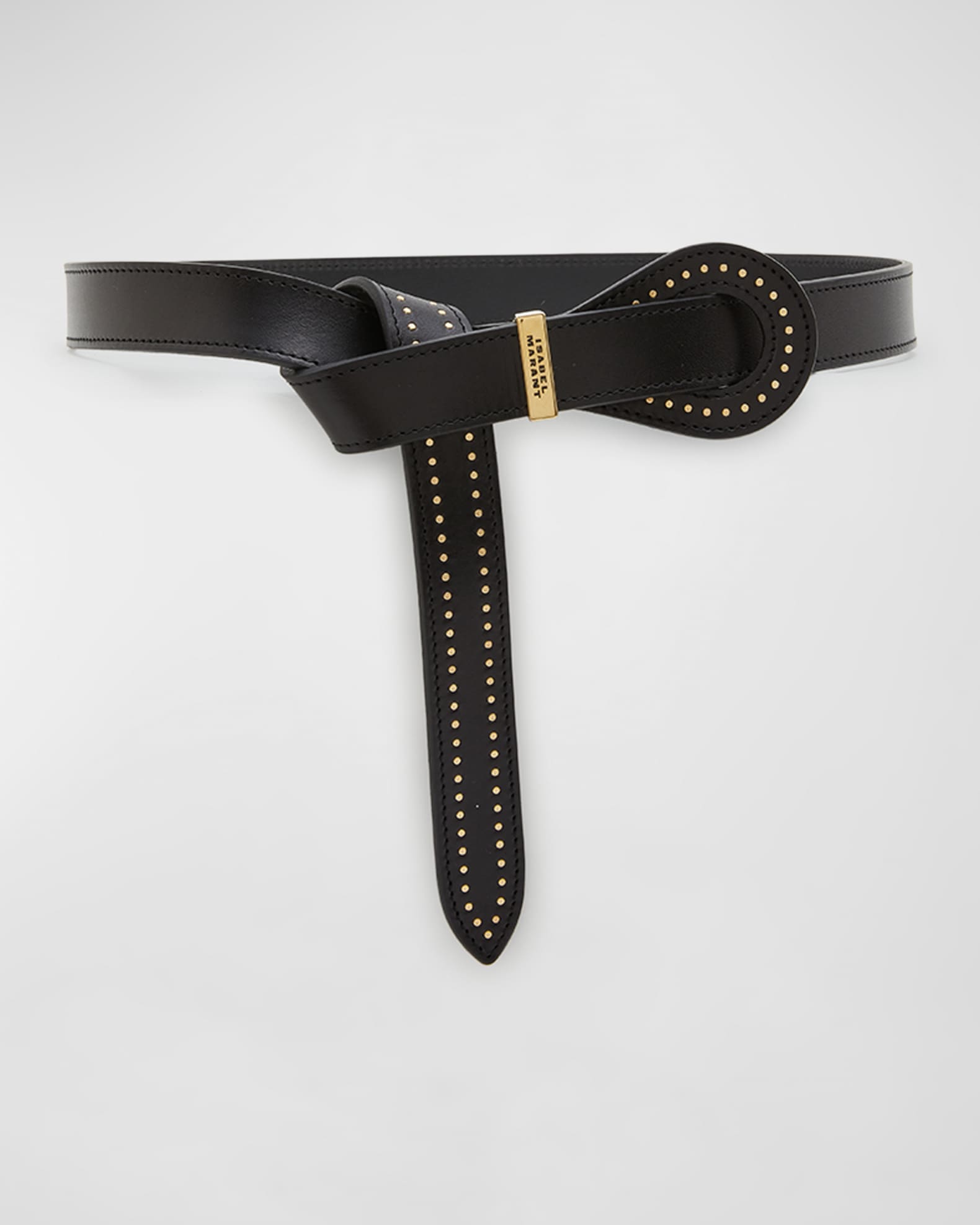 Isabel Marant Brindi Studded Leather Pull-Through Belt | Neiman Marcus