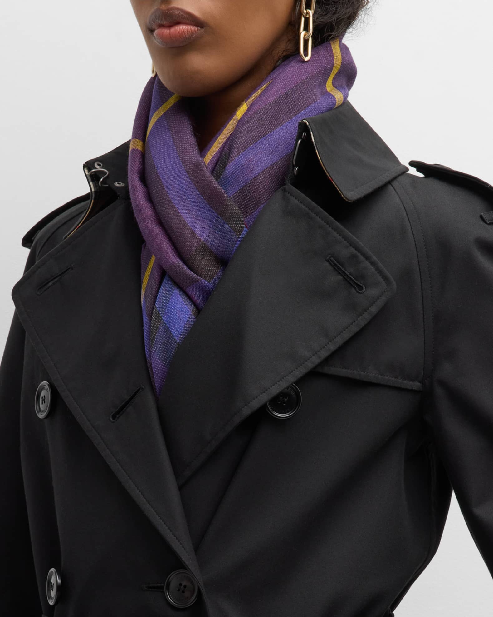 Burberry Check Gauze Wool Silk Scarf Neiman Marcus