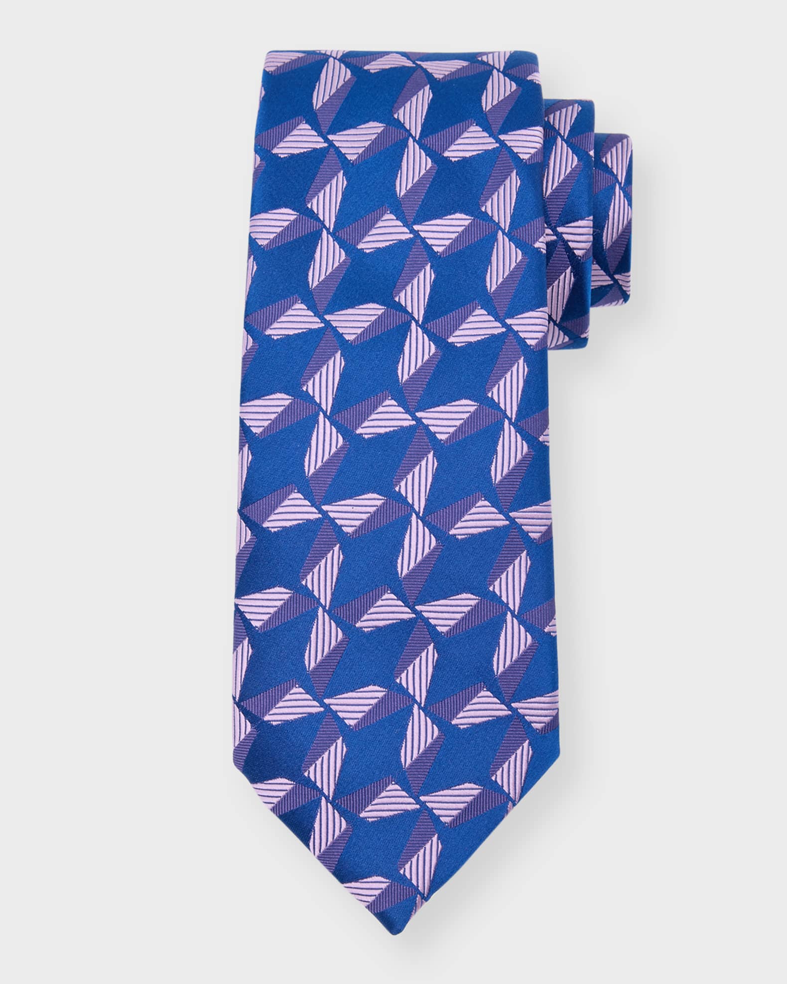 Men's Geometric Jacquard Silk Tie 0