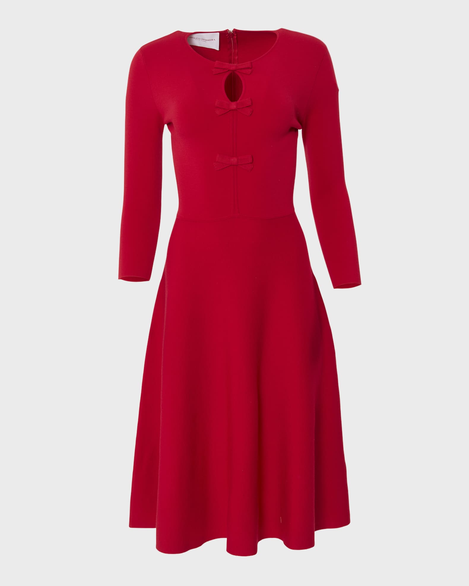 Carolina Herrera Knit Midi Dress with Bow Detail