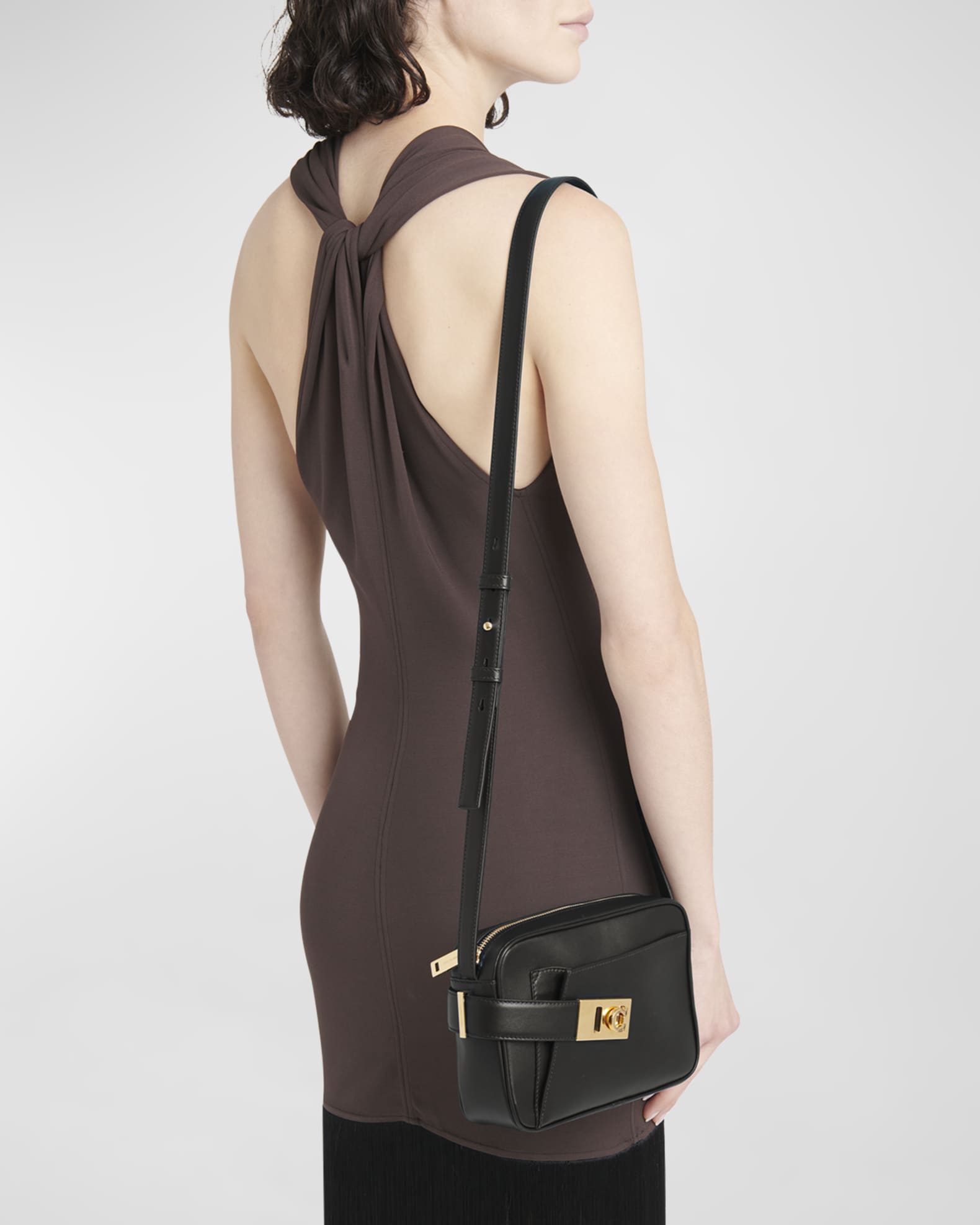 Double Gancini Crossbody Bag - Nero