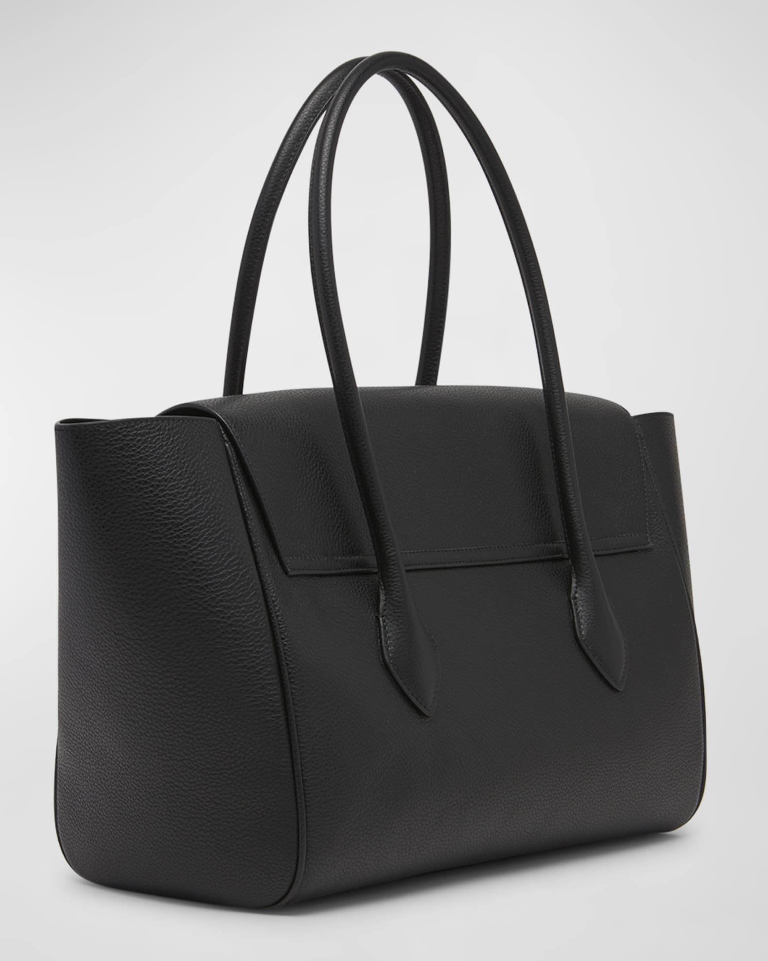 Vintage Christian Dior grained black leather handbag with oval
