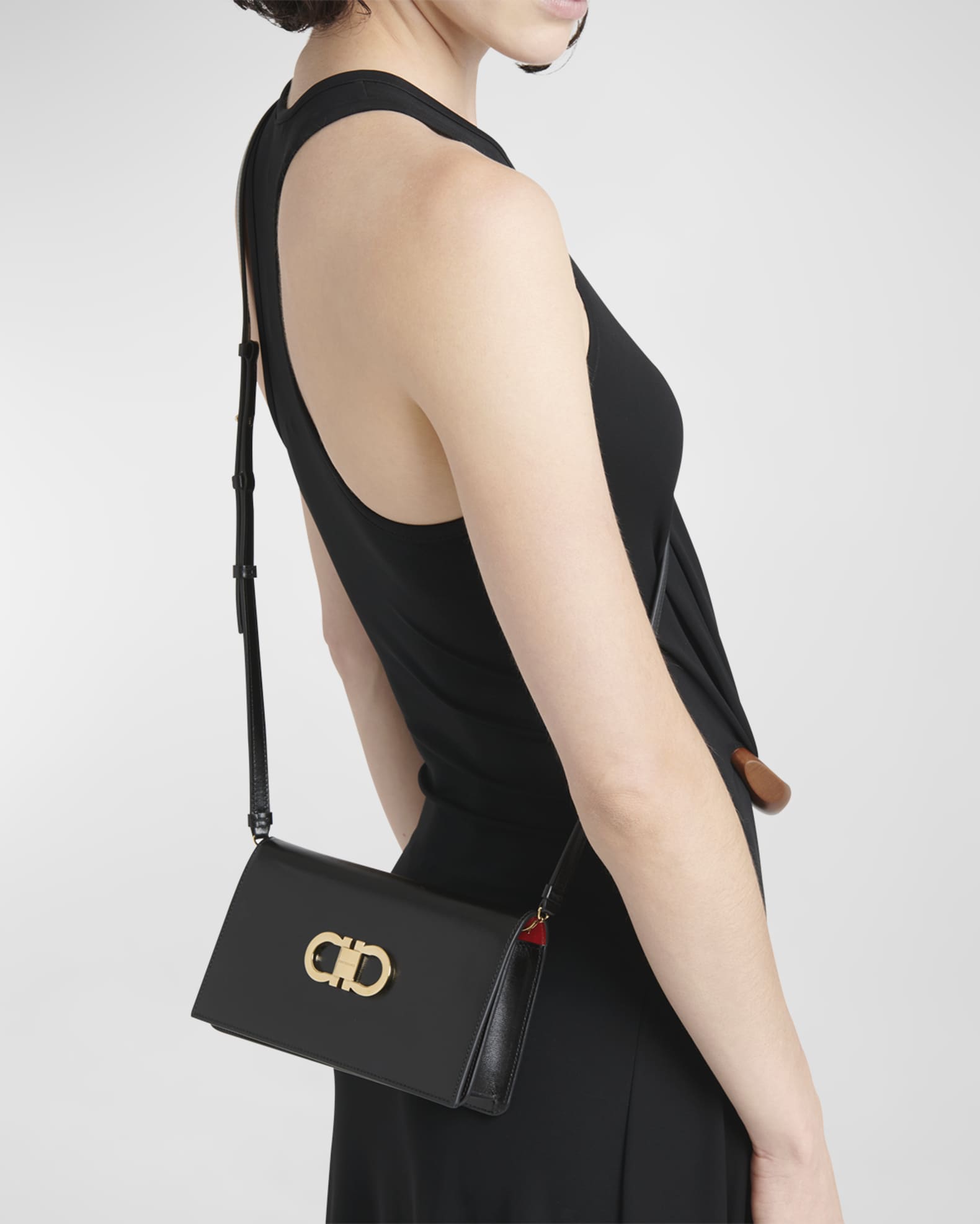 【FERRAGAMO】Mini Double Gancini Shoulder Bag/全国送料込み Ferragamo Double Gancini mini bag for Women - Black in Qatar
