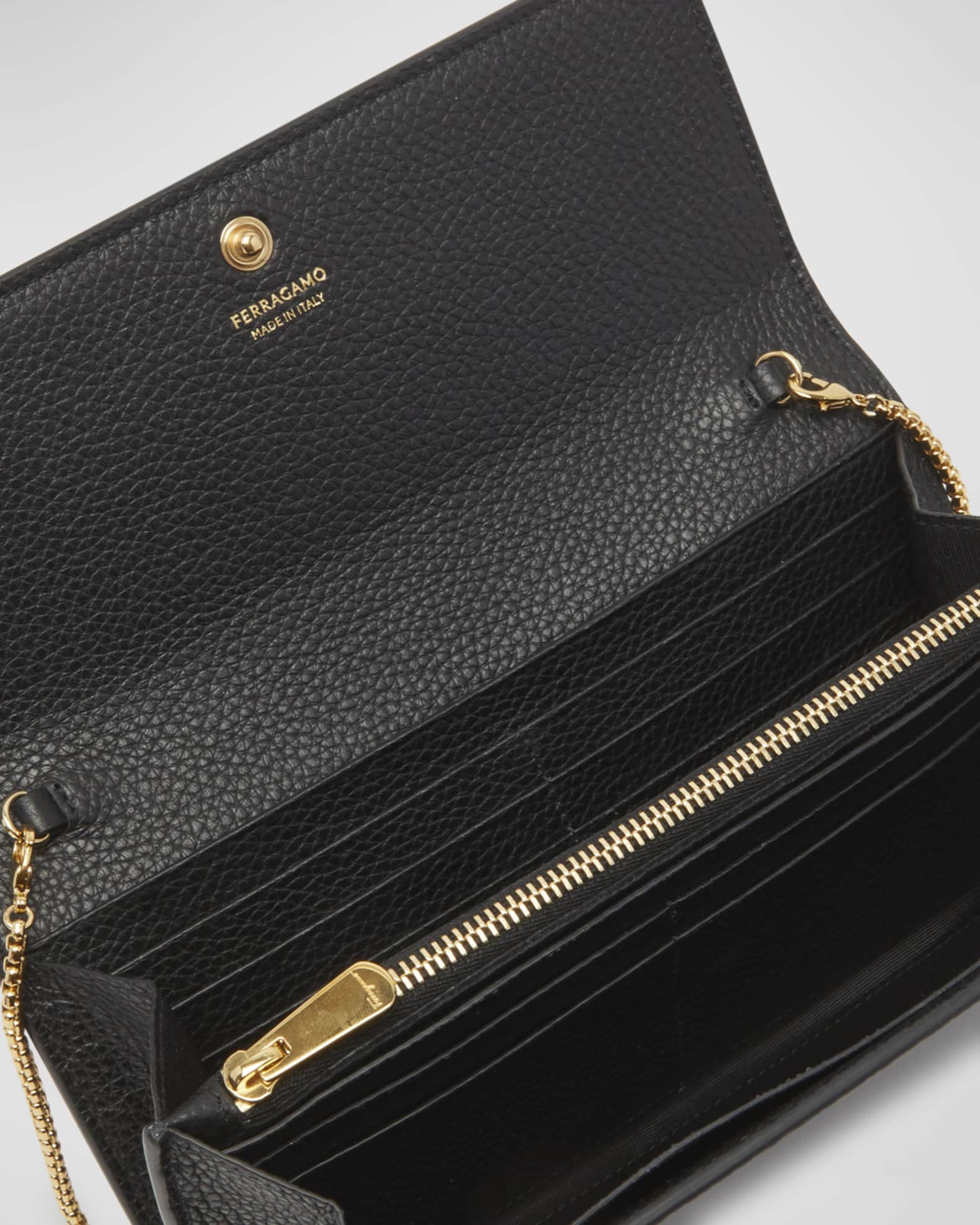 SALE♪関税込【 FERRAGAMO】GANCINO フラップWALLET Gancino Flap Leather Wallet on Chain | Neiman Marcus