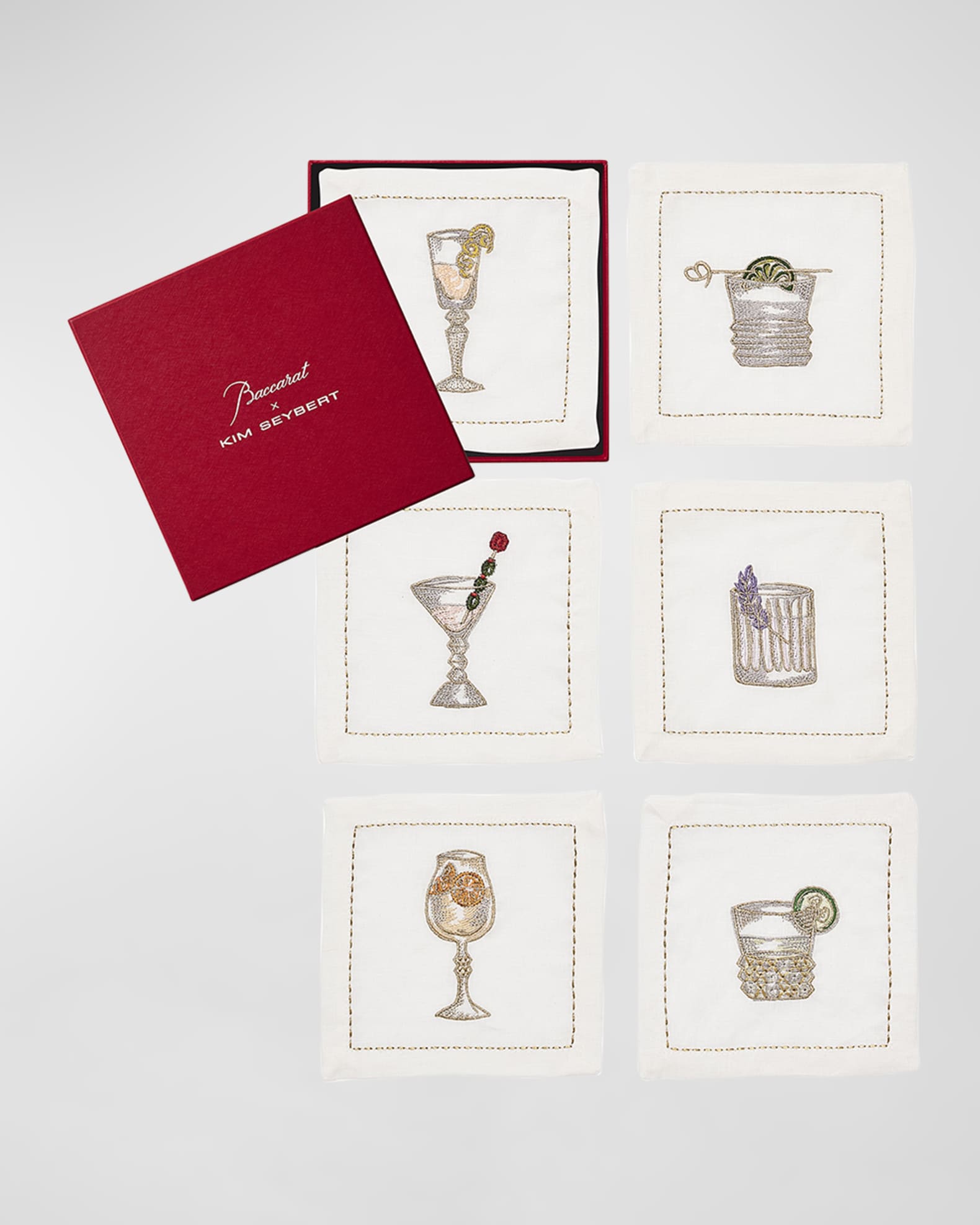 Baccarat x Kim Seybert Assorted Drinks Cocktail Napkins, Set of 6