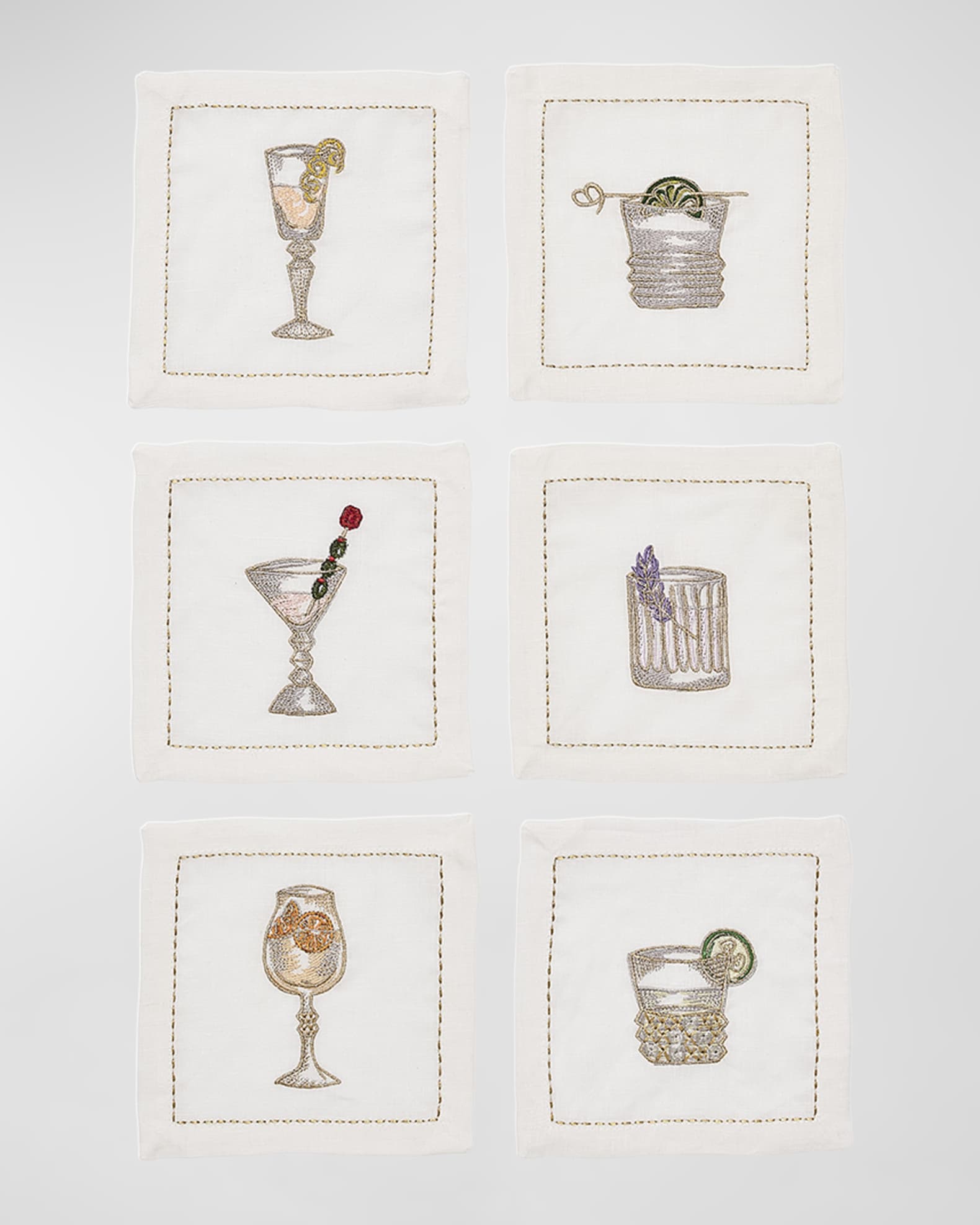 Baccarat x Kim Seybert Assorted Drinks Cocktail Napkins, Set of 6