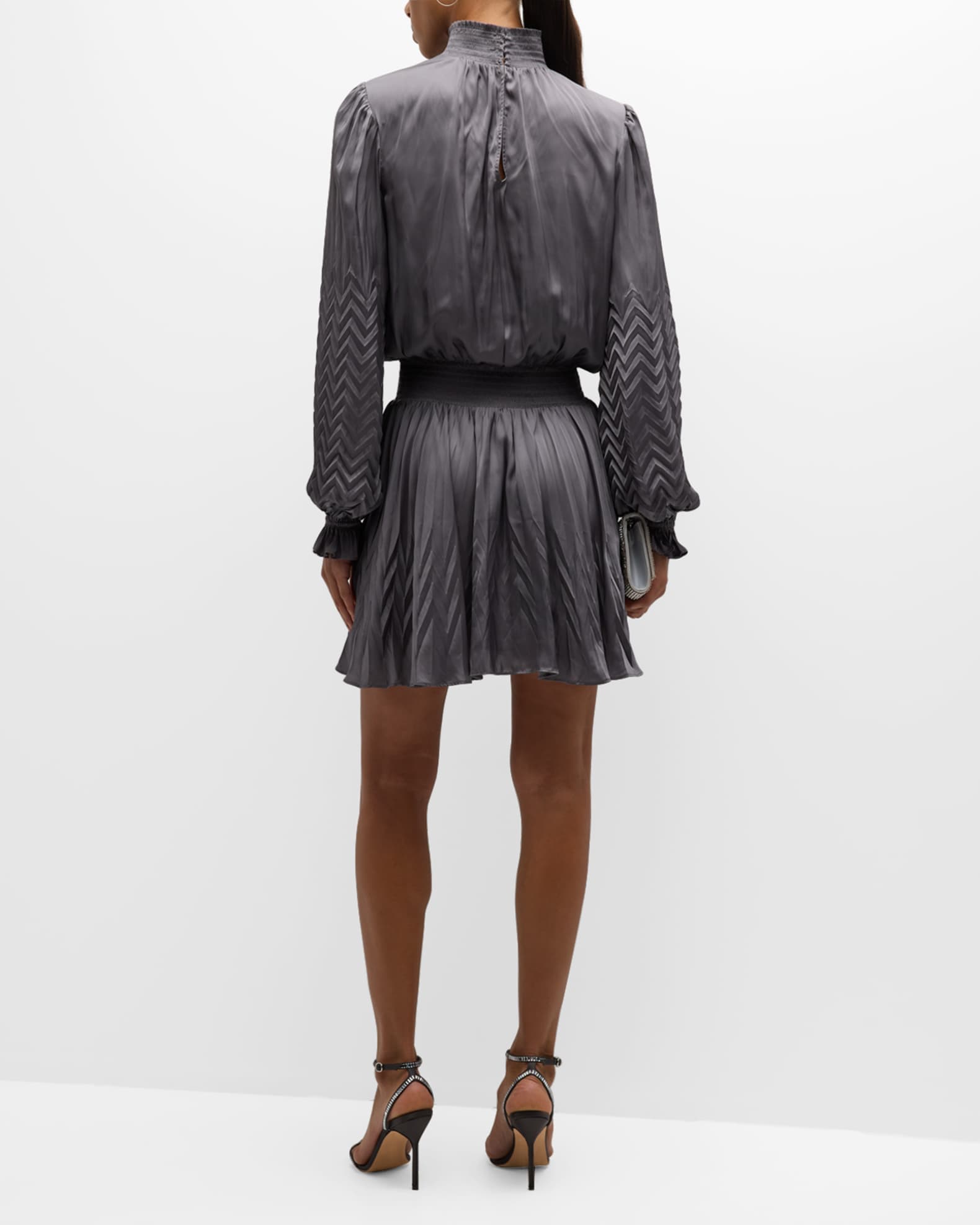 Ramy Brook Sawyer Chevron-Pleated Mini Dress | Neiman Marcus