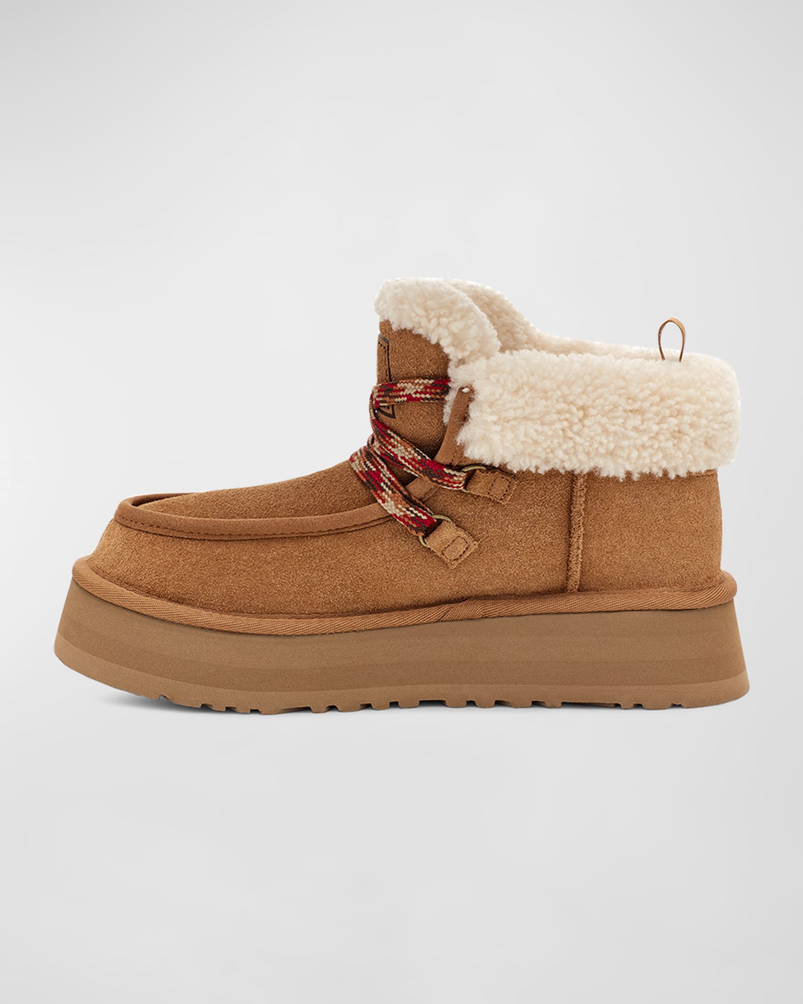 UGG Funkarra Suede Shearling Lace Up Booties Neiman Marcus