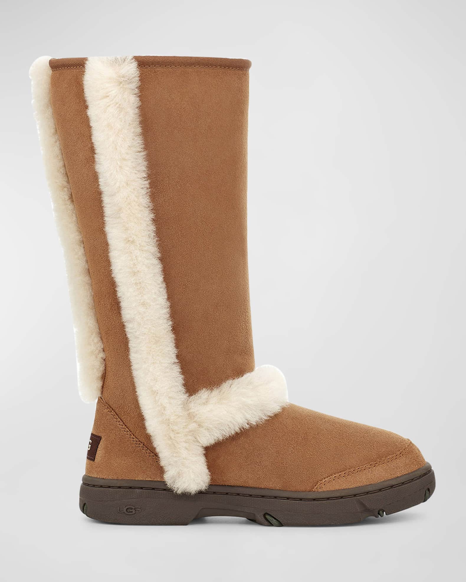 UGG Sunburst Suede Shearling Tall Classic Boots | Neiman Marcus