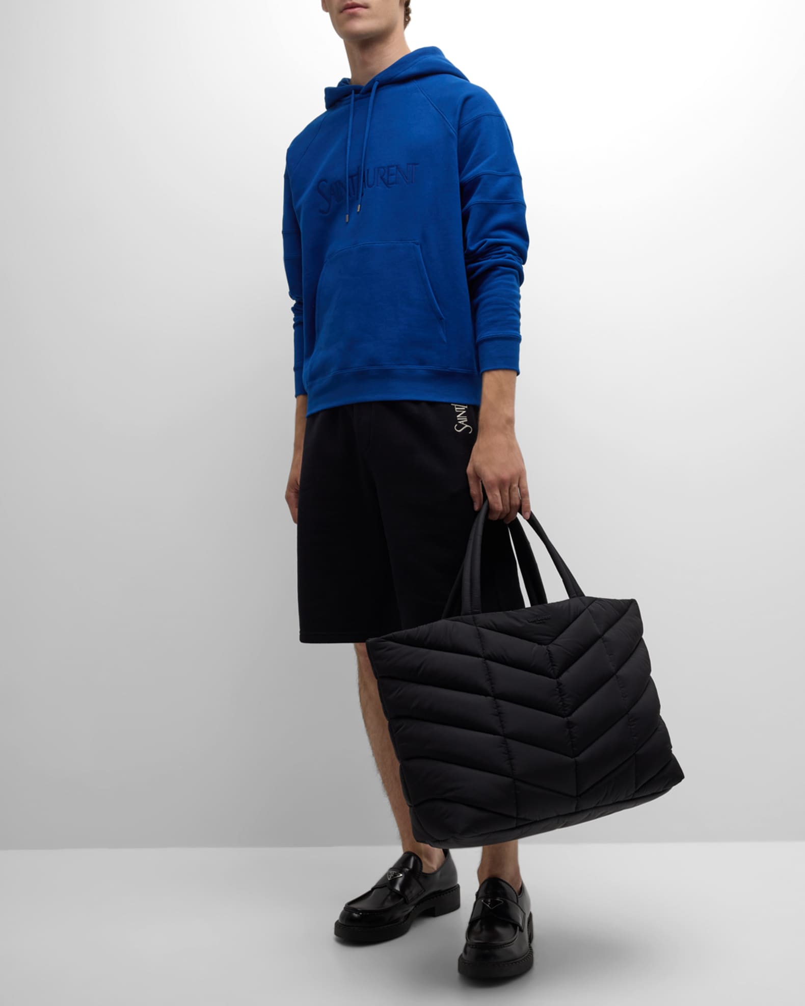 Saint Laurent Men's Nylon Puffer Tote Bag | Neiman Marcus