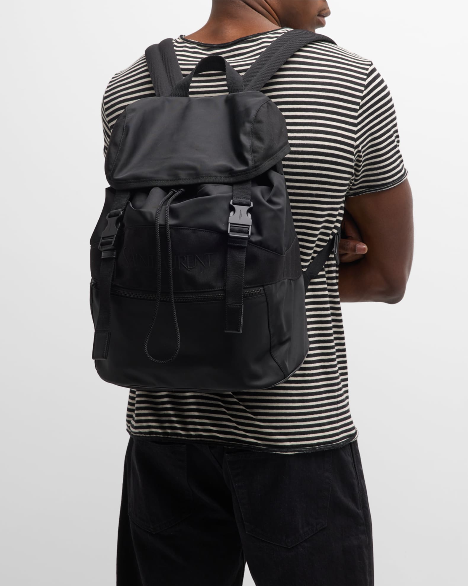定率割引 往復 Backpack Leather and Nylon Men's Laurent Saint | Marcus Neiman バッグ