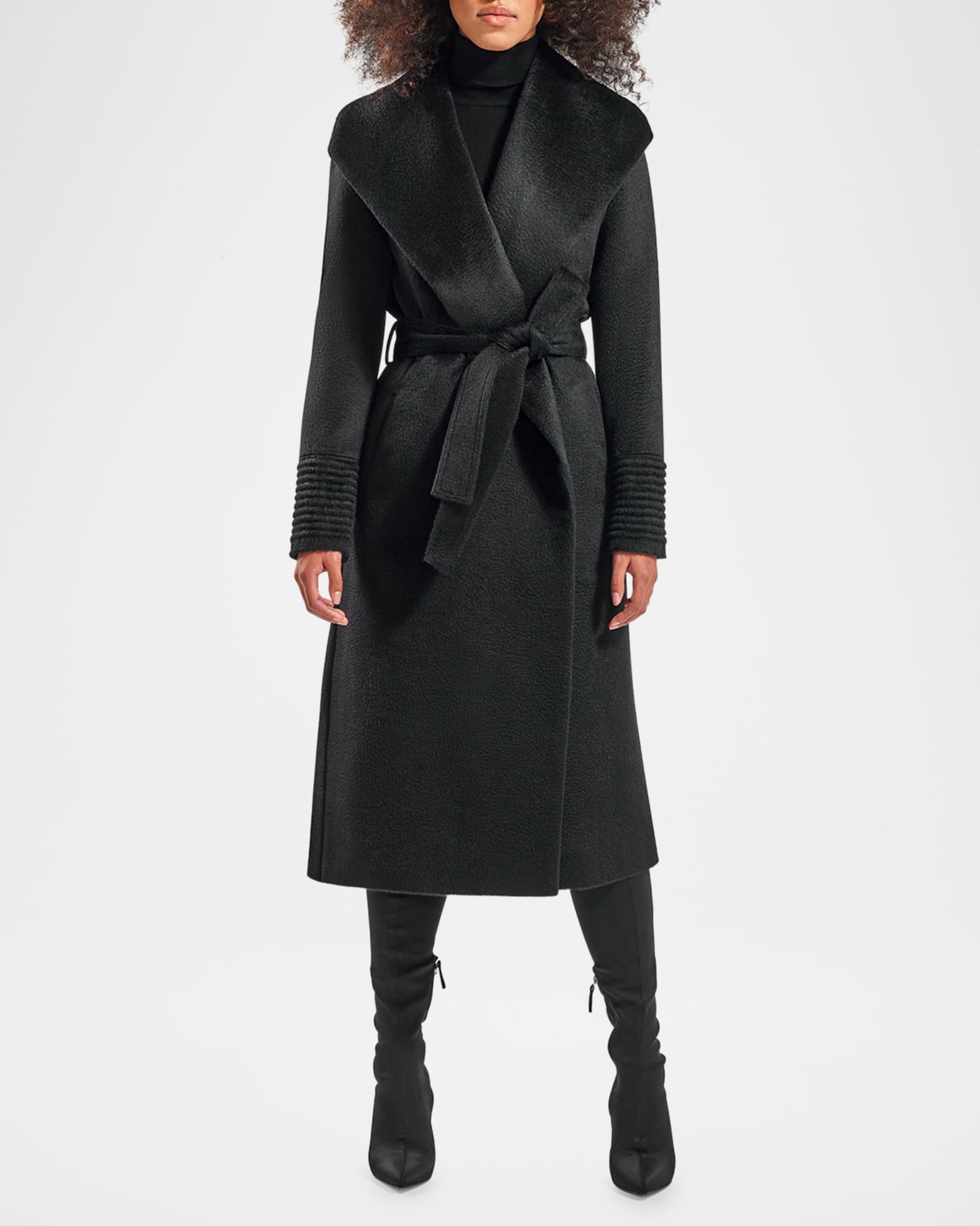 Belted Suri Alpaca Long Wrap Coat