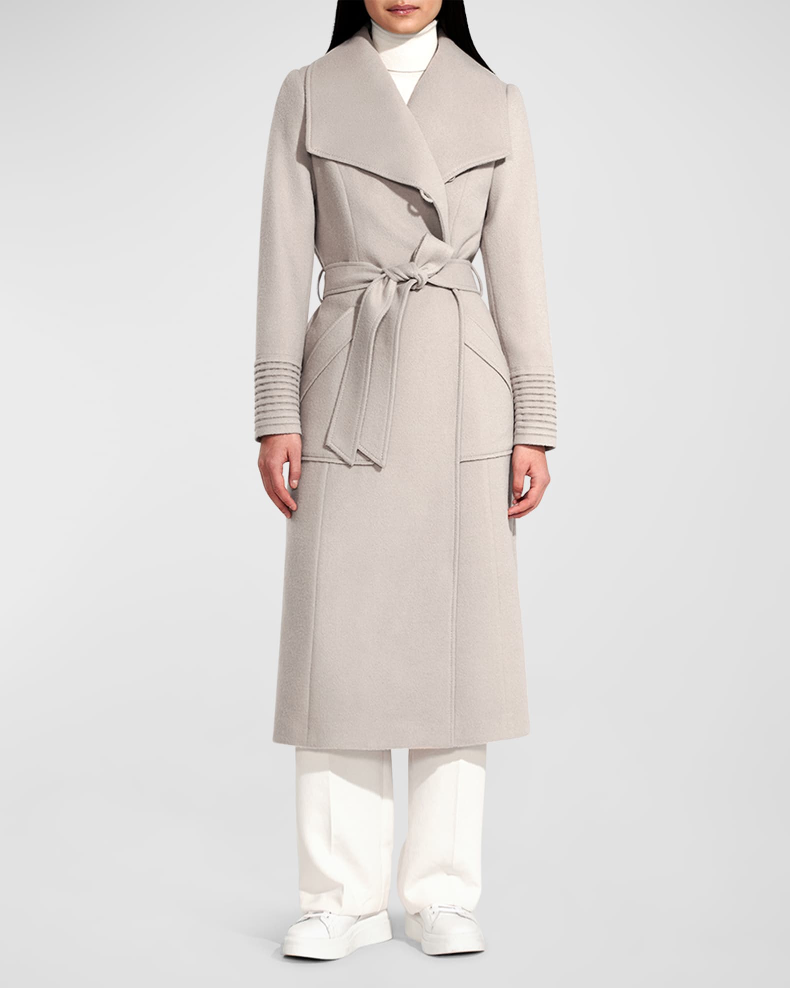 SENTALER, Hooded Belted Wool Wrap Coat, Women