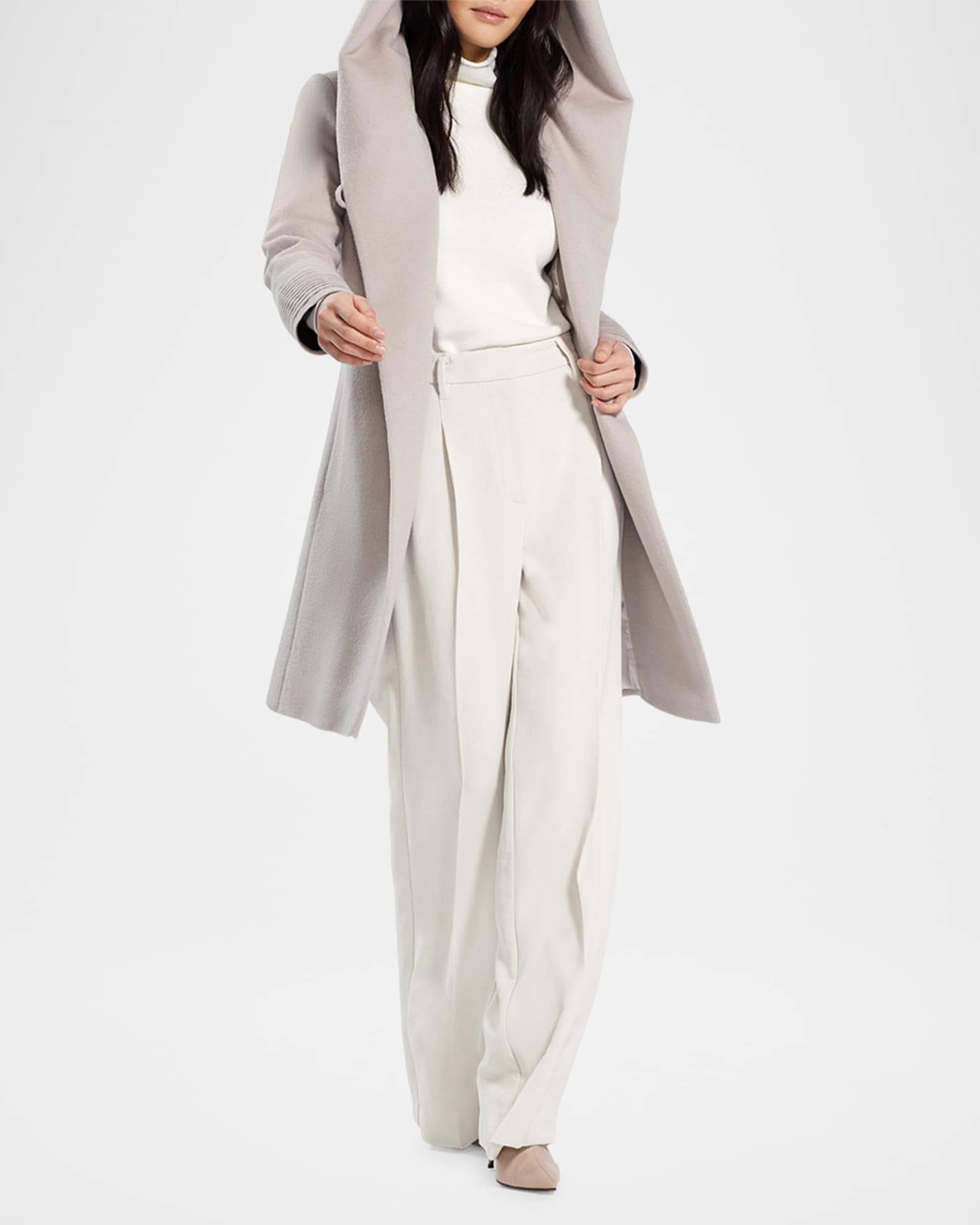 Alpaca Wool Hooded Wrap Coat