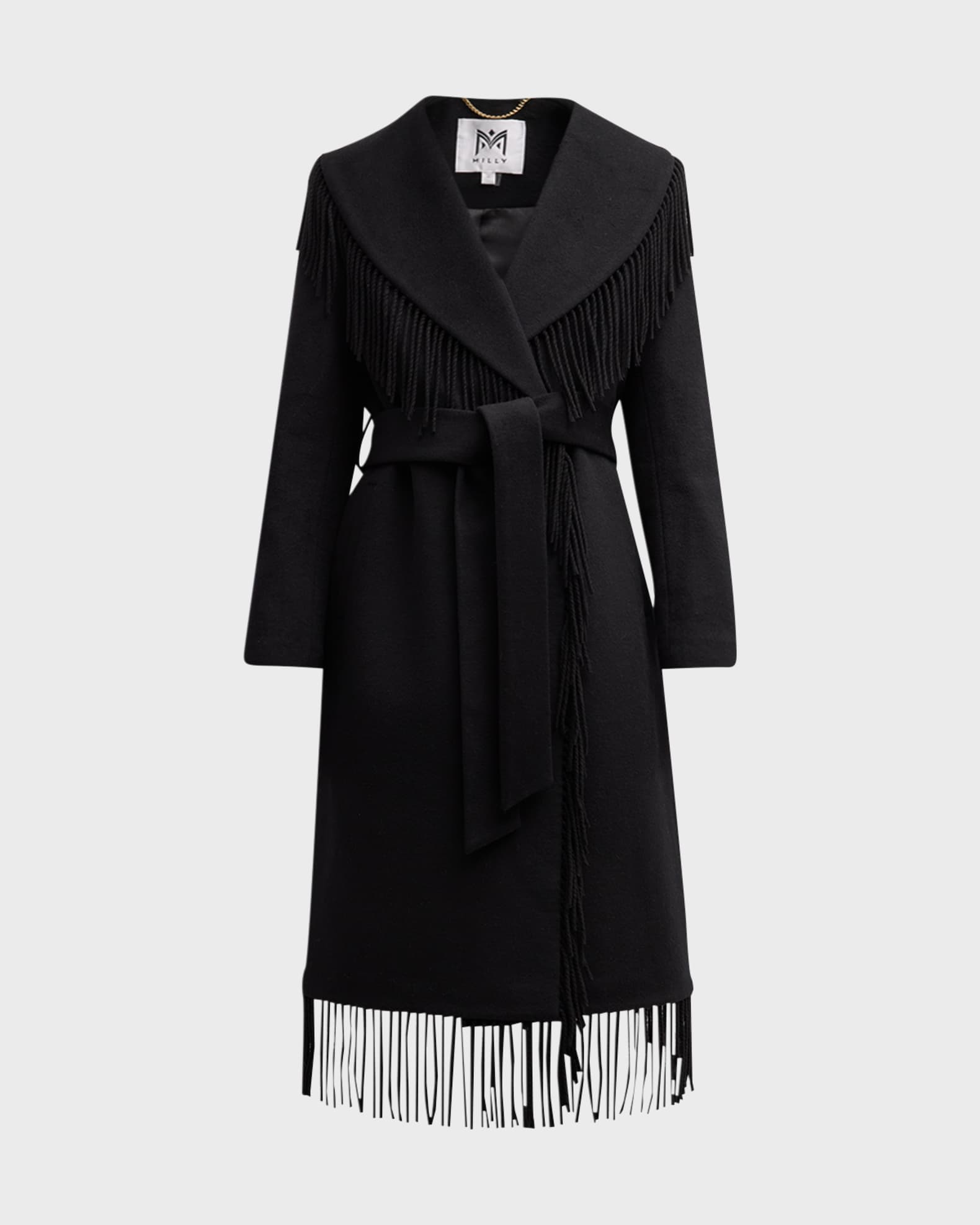fringed shawl collar fleece jacket