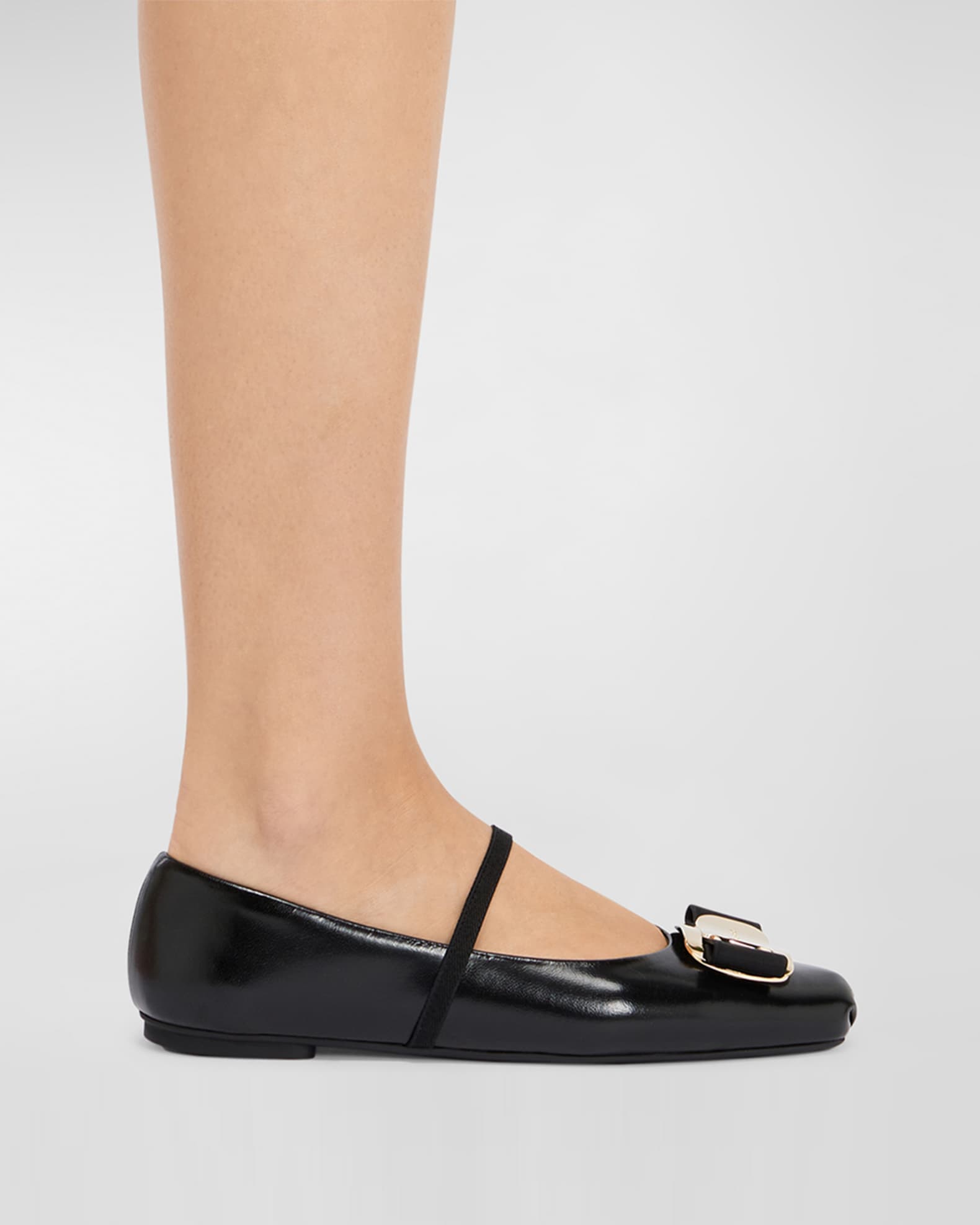 Zina Leather Bow Mary Jane Ballerina Flats 1