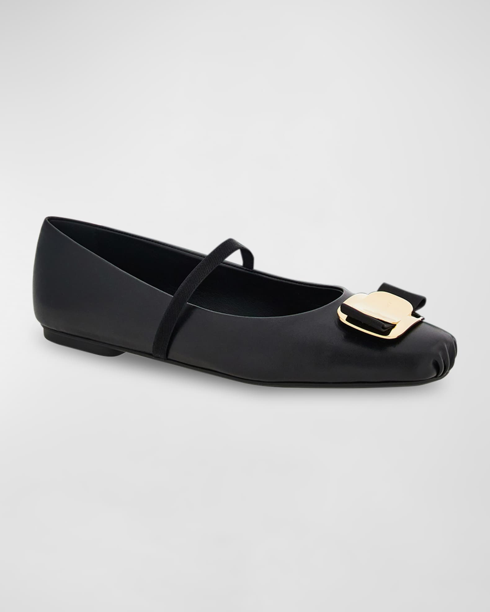 Zina Leather Bow Mary Jane Ballerina Flats | Neiman Marcus