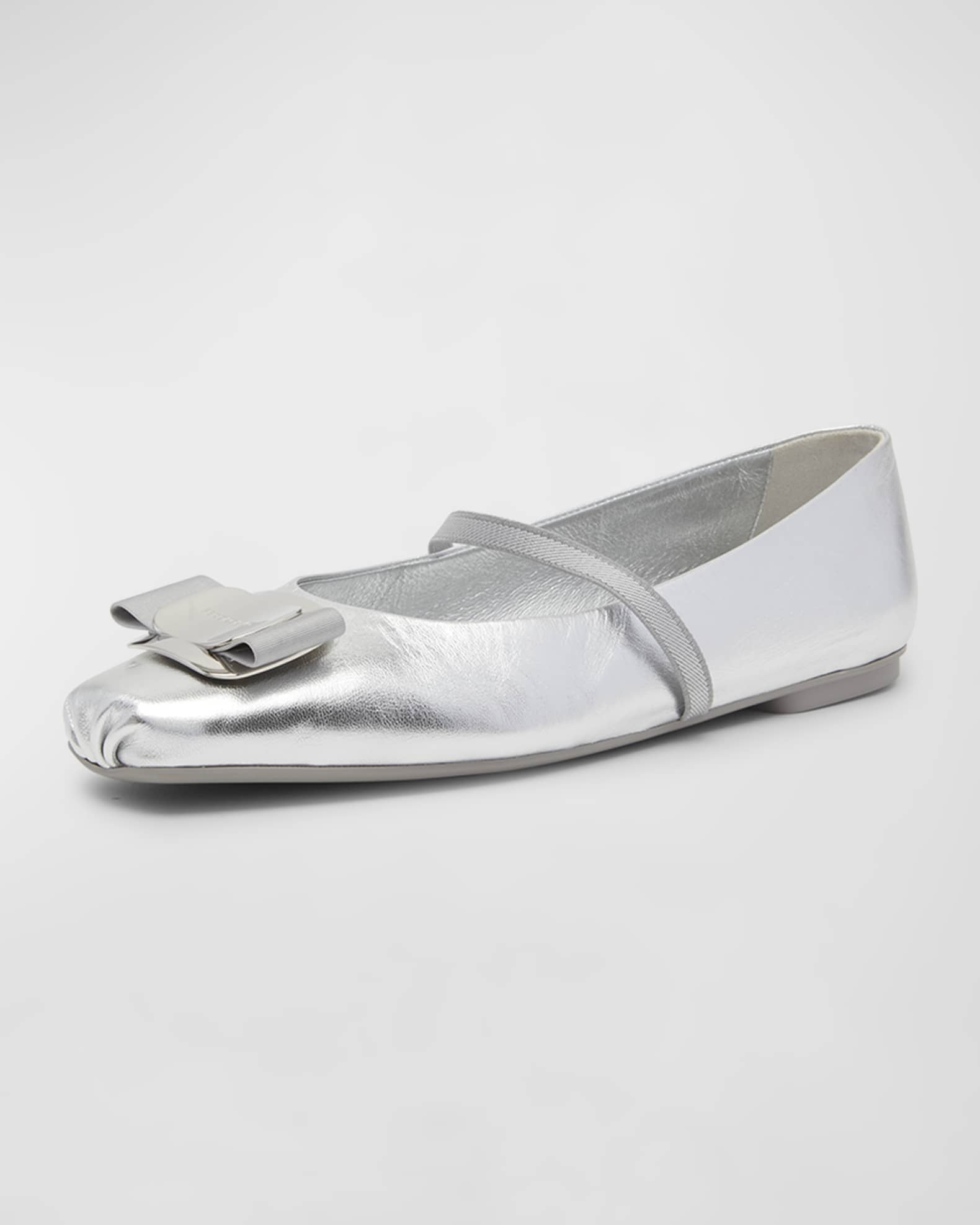 Zina Metallic Bow Mary Jane Ballerina Flats 1
