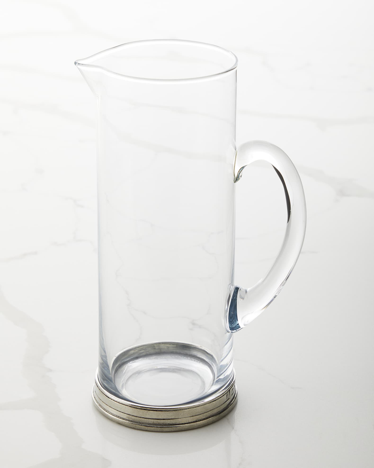 Tall Pewter and Glass Pitcher, 1.5 L 0