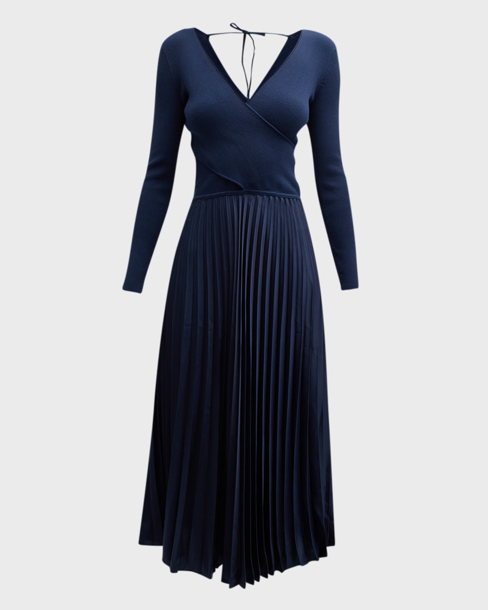 Anika Long Sleeve Pleated Midi Sweater Dress