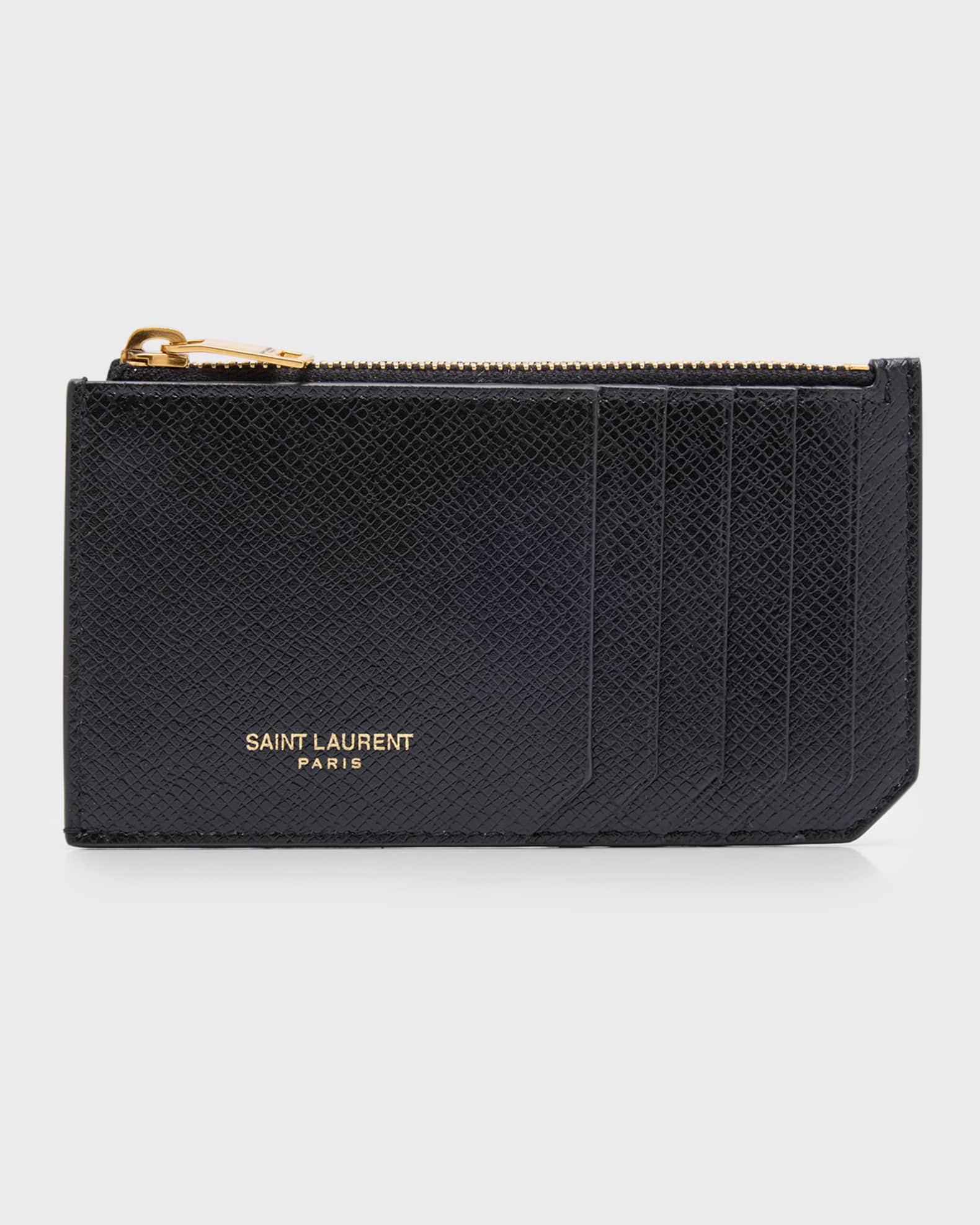 Saint Laurent Men's Leather Zip Card Holder