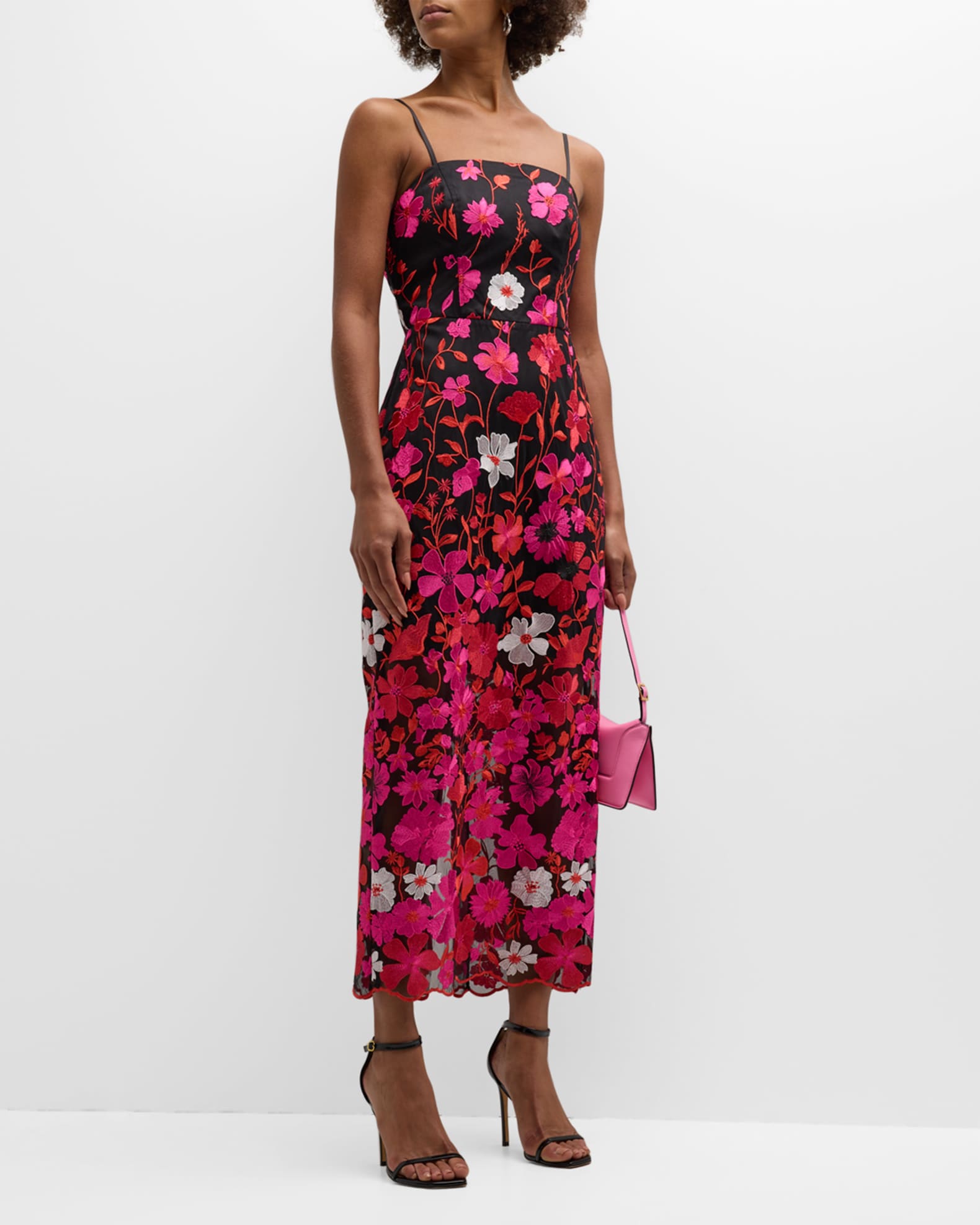 Milly Kait Floral-Embroidered Column Maxi Dress | Neiman Marcus