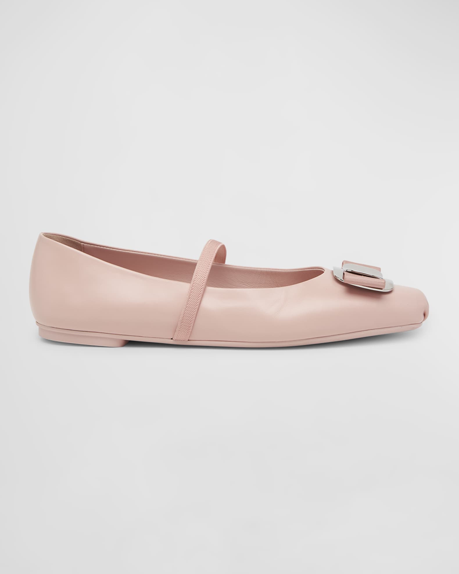 Ferragamo Zina Leather Bow Mary Jane Ballerina Flats