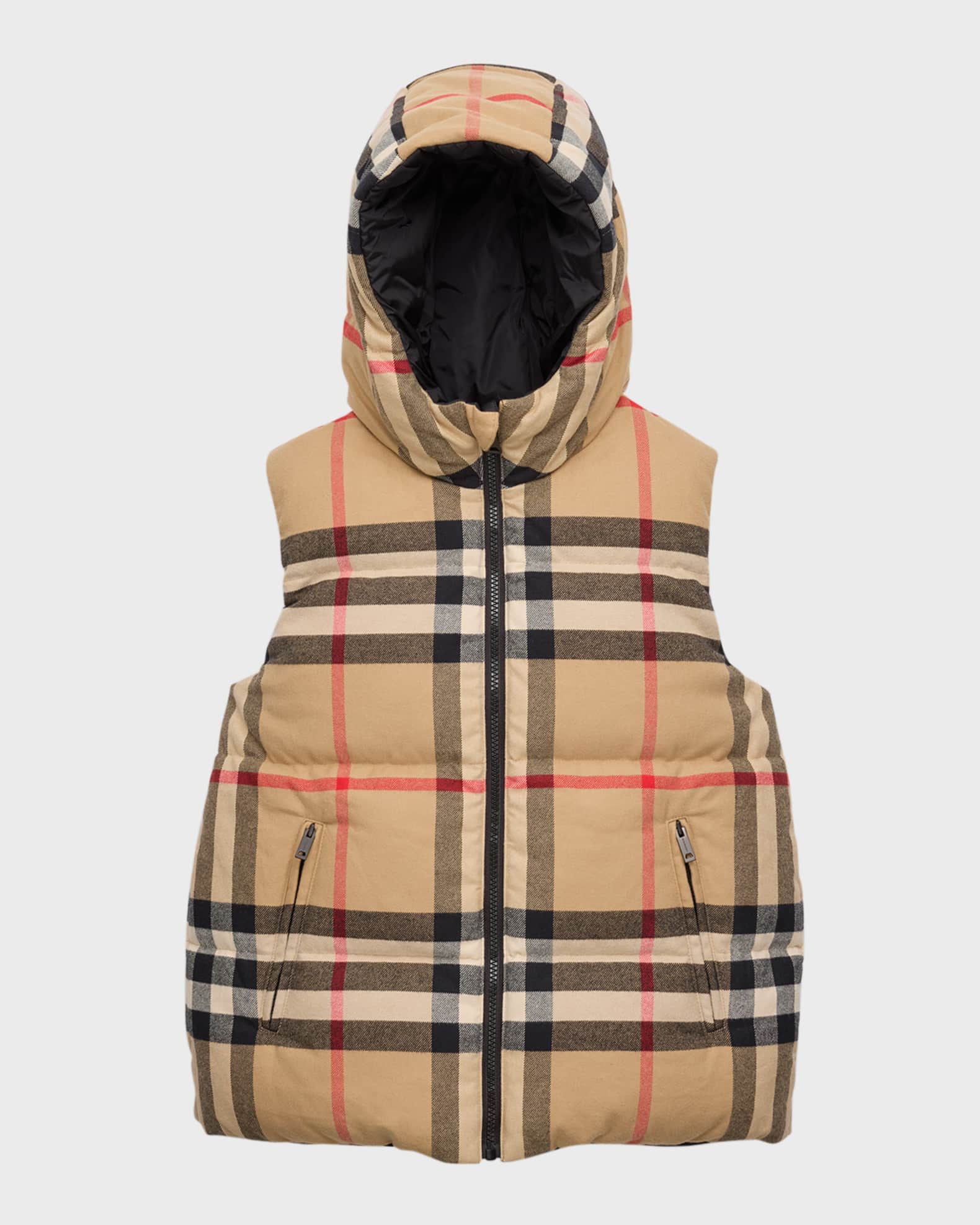 Boy s Rainer Check Print Hooded Vest Size 3 14