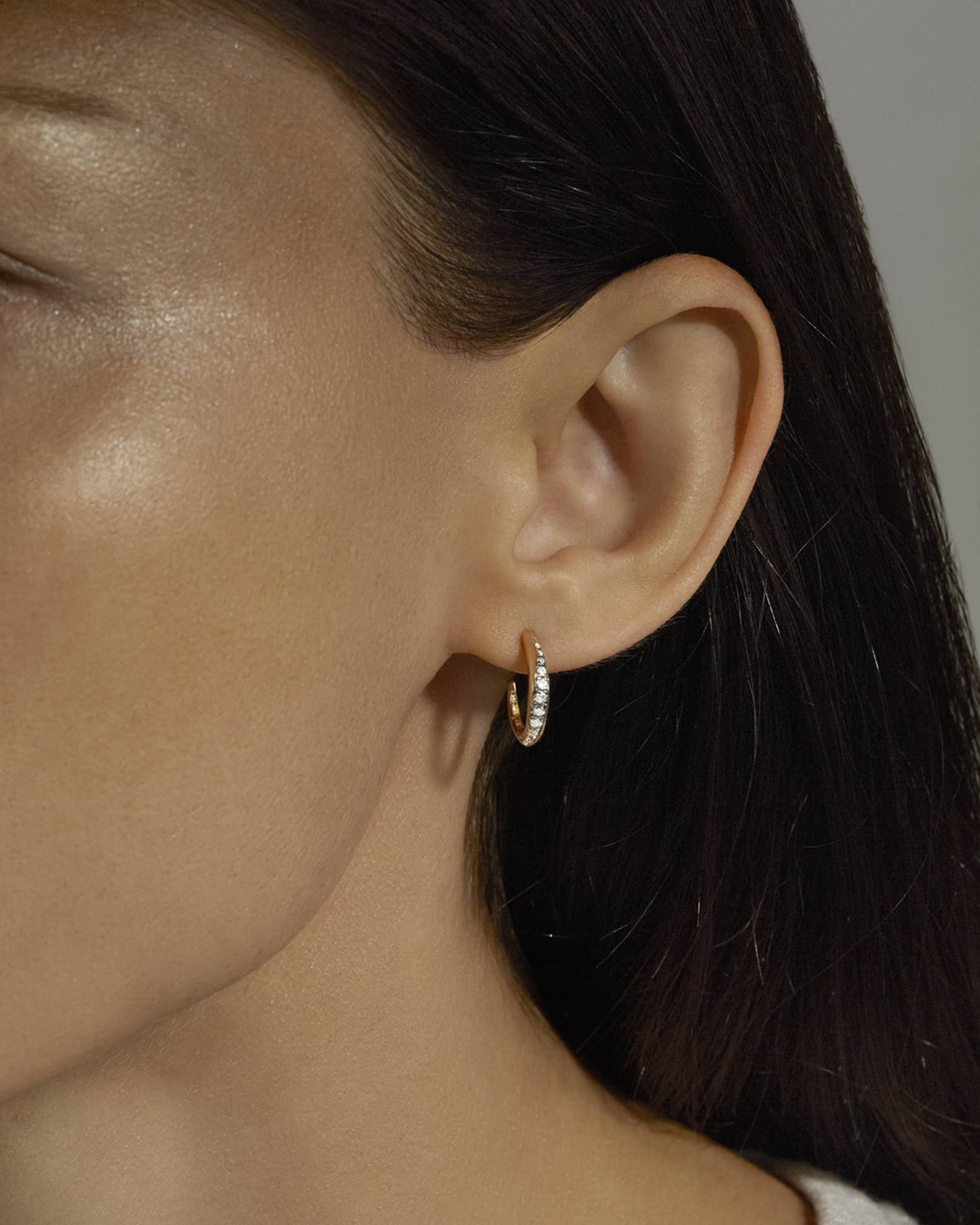 Diamond Twist Pavé 10K Gold Hoop Earrings 1