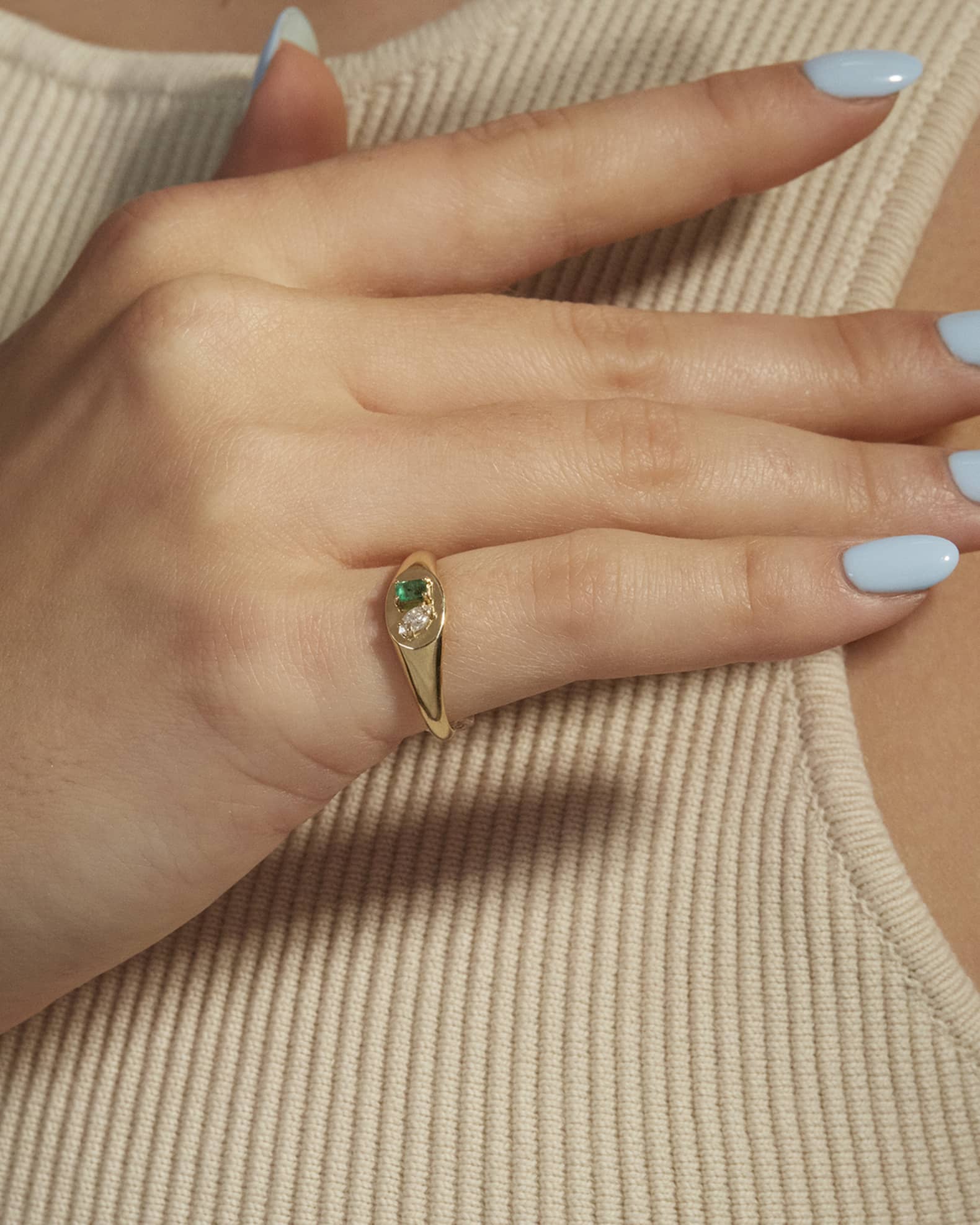 STONE AND STRAND Emerald Luxe Pinky Ring Neiman Marcus