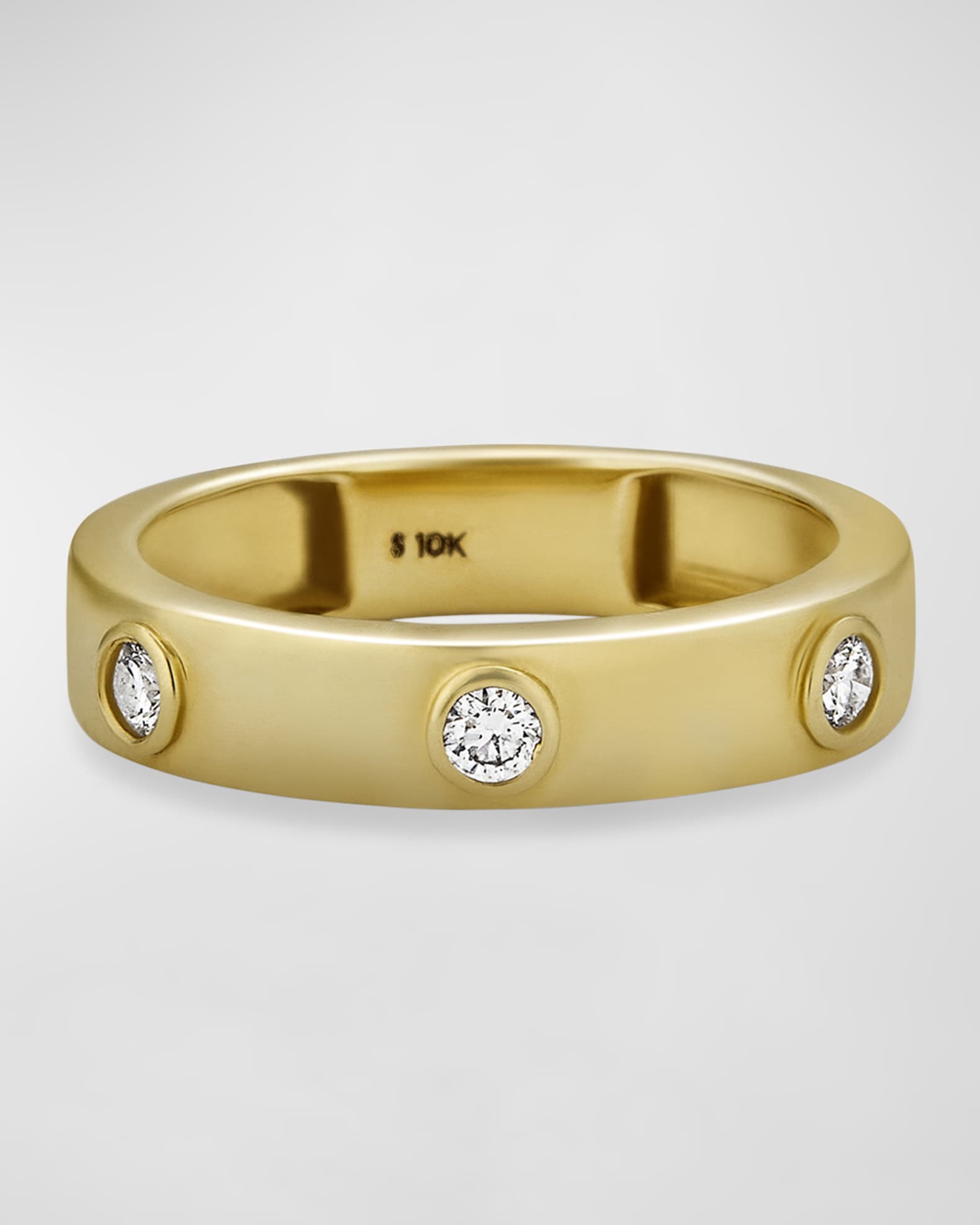 14K Gold Three-Diamond Bezel Band Ring 0