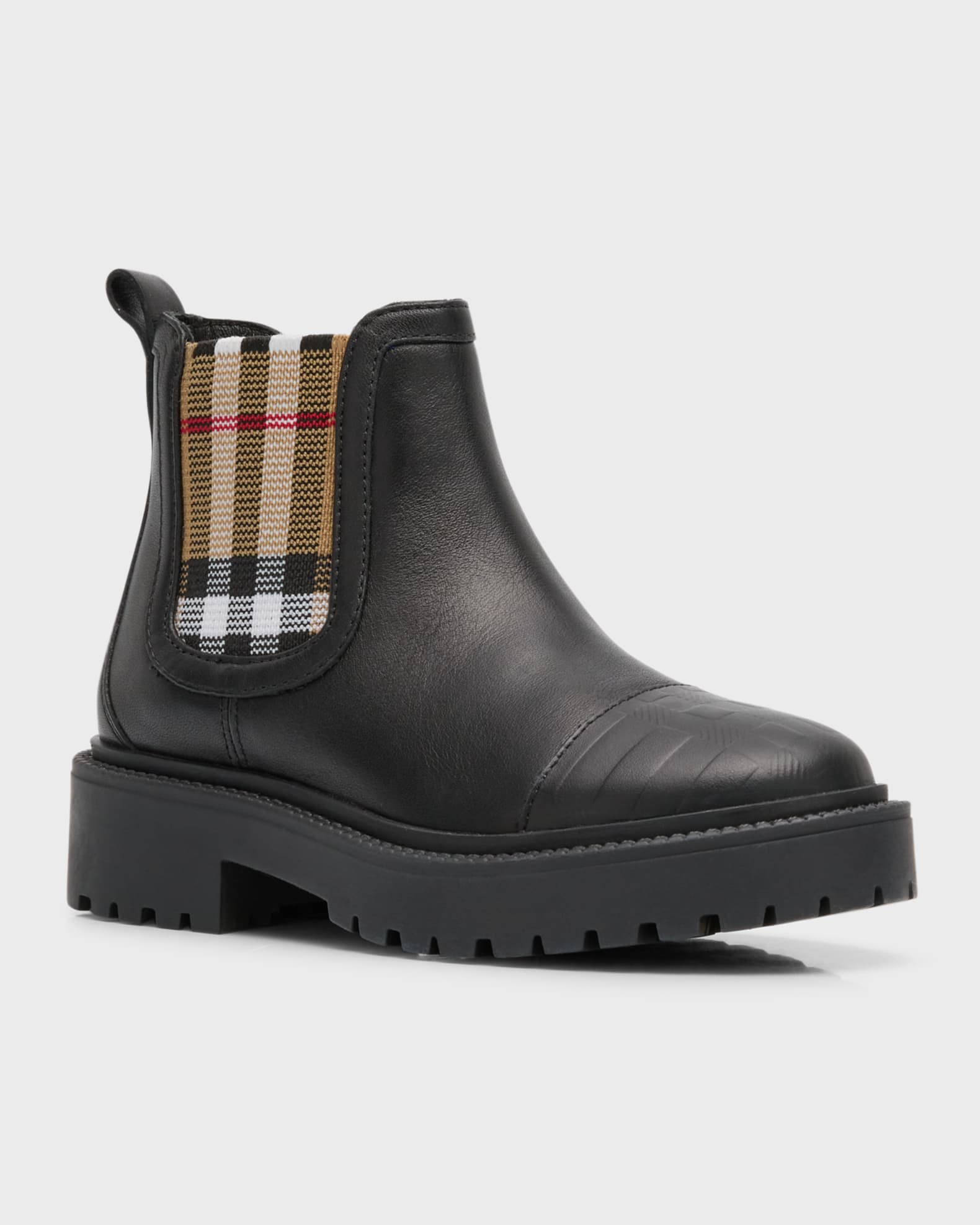 Burberry Kid s Jayden Check Print Chelsea Boots Size Toddlers