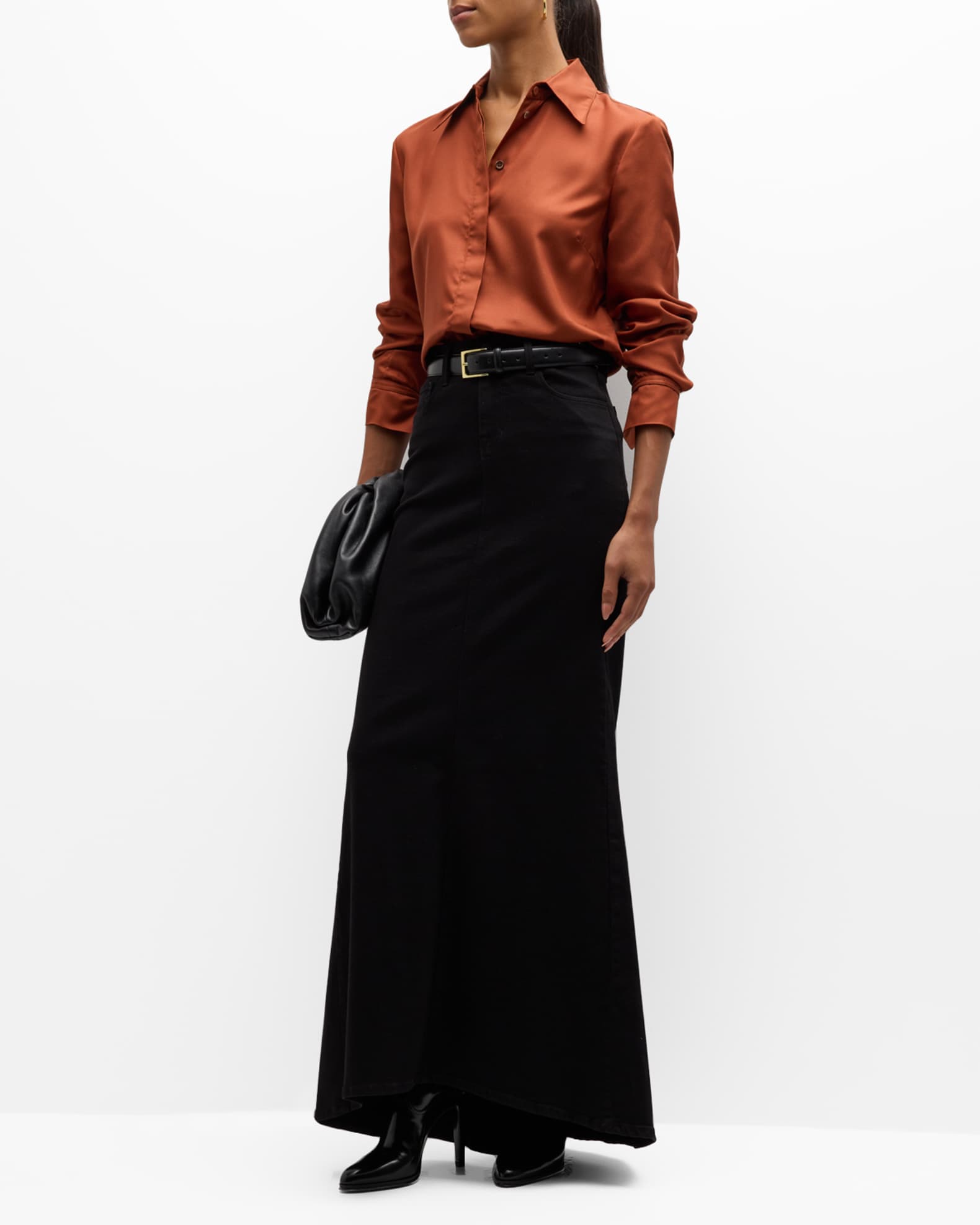 L'Agence Rysa Denim Maxi Skirt